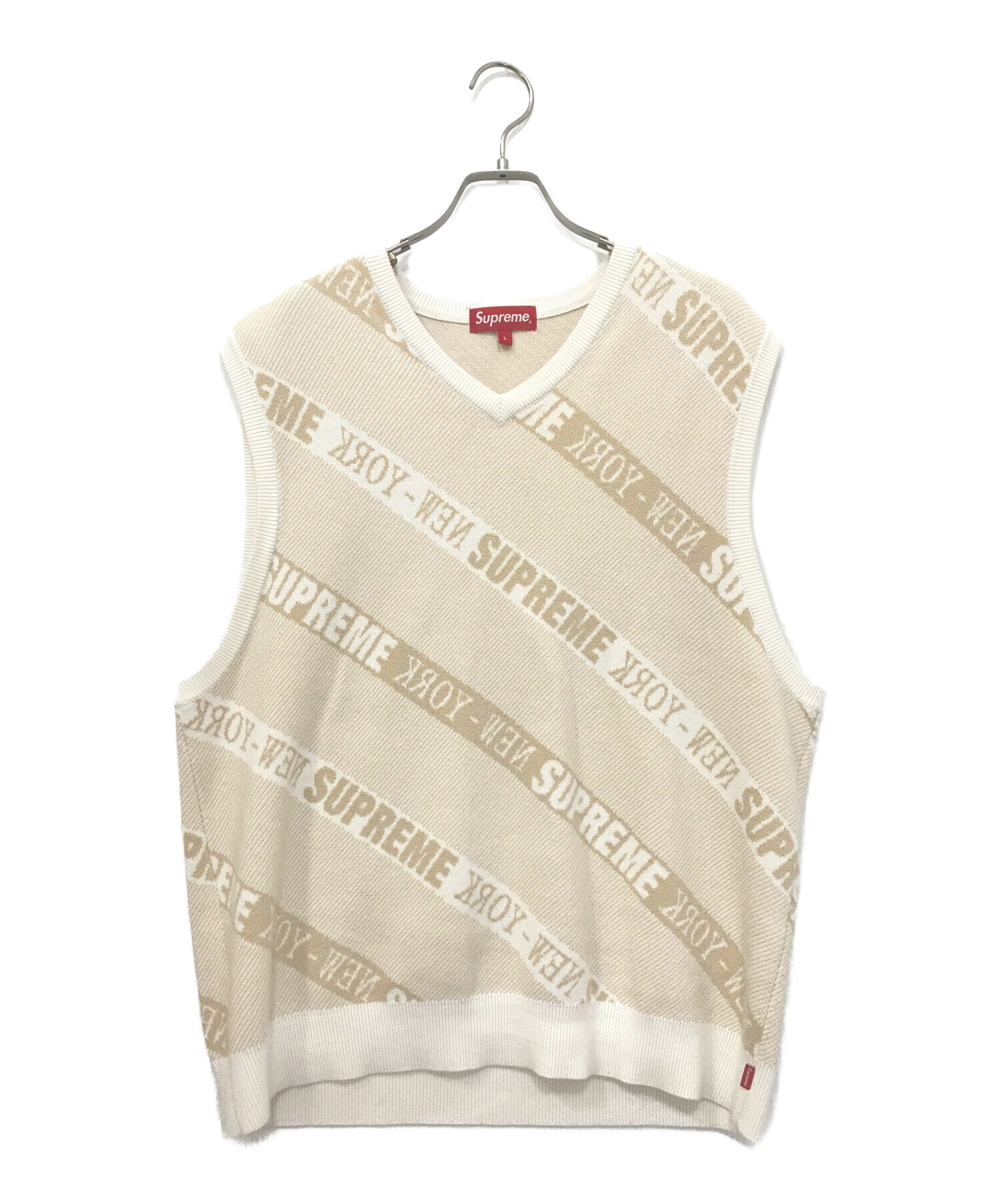 SUPREME シュプリーム 22SS Stripe Sweater Vest ストライプ セーター ニット ベスト ベージュ系 サイズL 正規品 / 32578