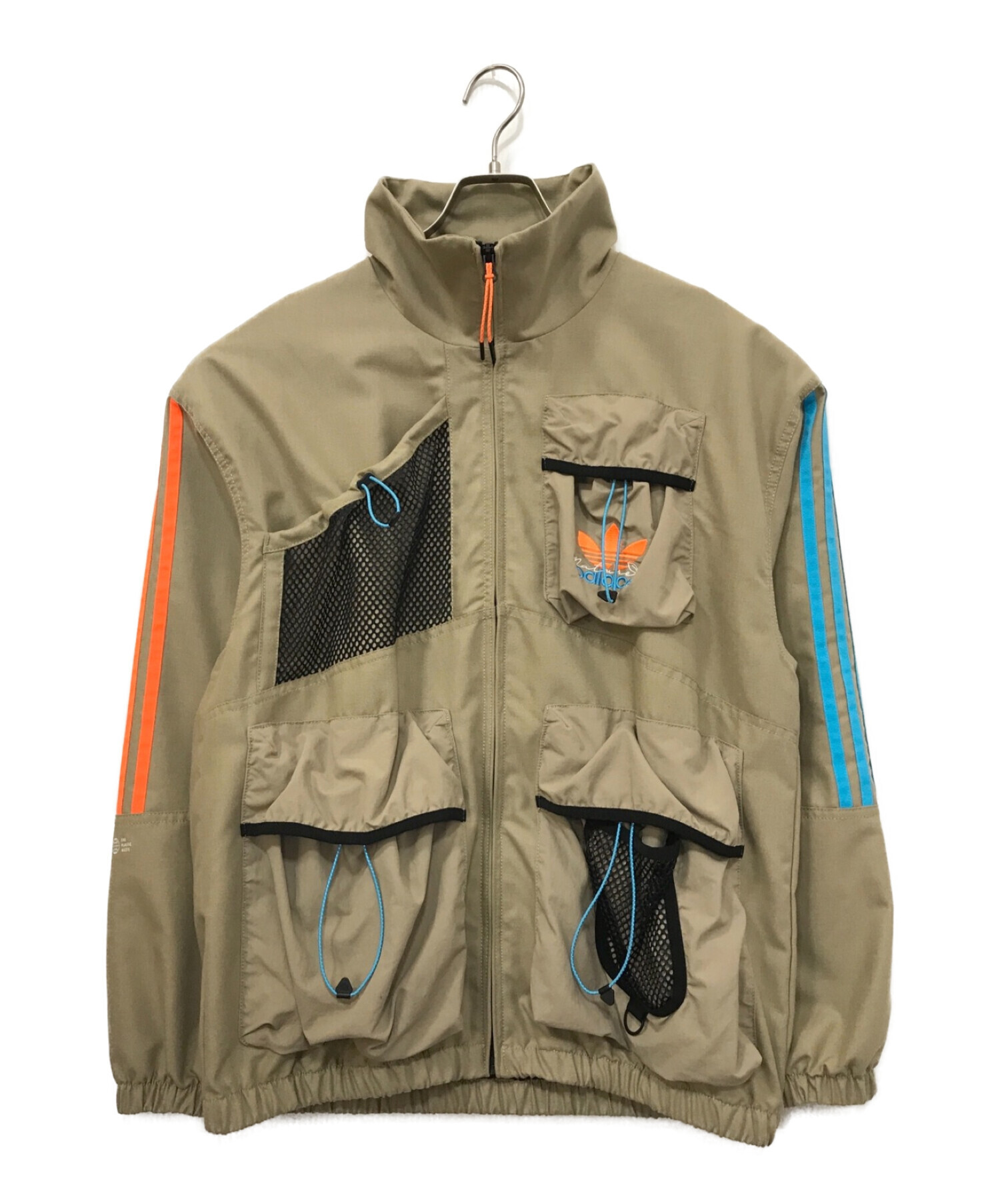 adidas (アディダス) PALACE (パレス) Crossover Logo Stripe Multiple Pockets Stand  Collar Jacket ベージュ サイズ:ASIA:S