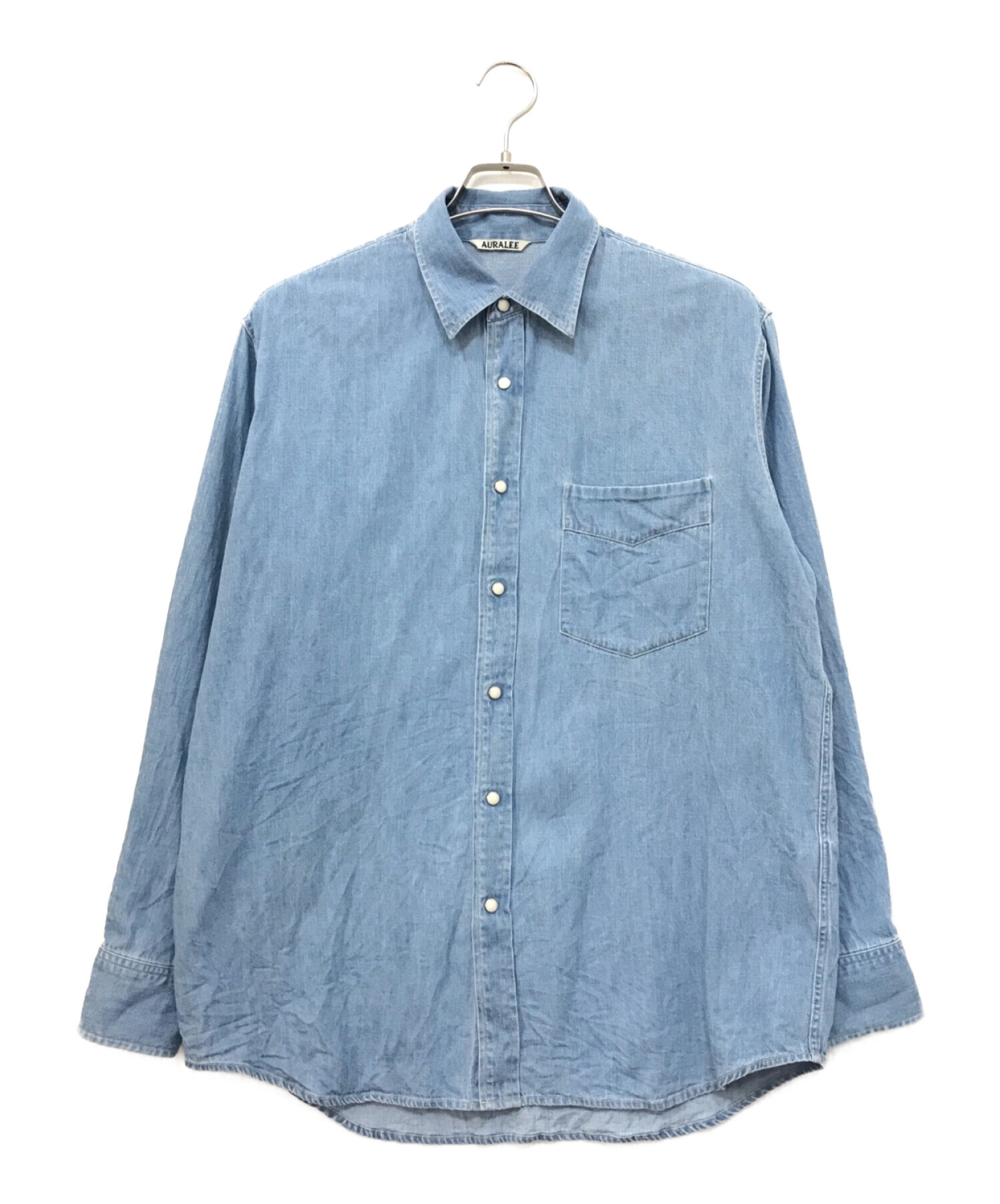 AURALEE (オーラリー) SELVEDGE SUPER LIGHT DENIM SHIRT ブルー サイズ:3