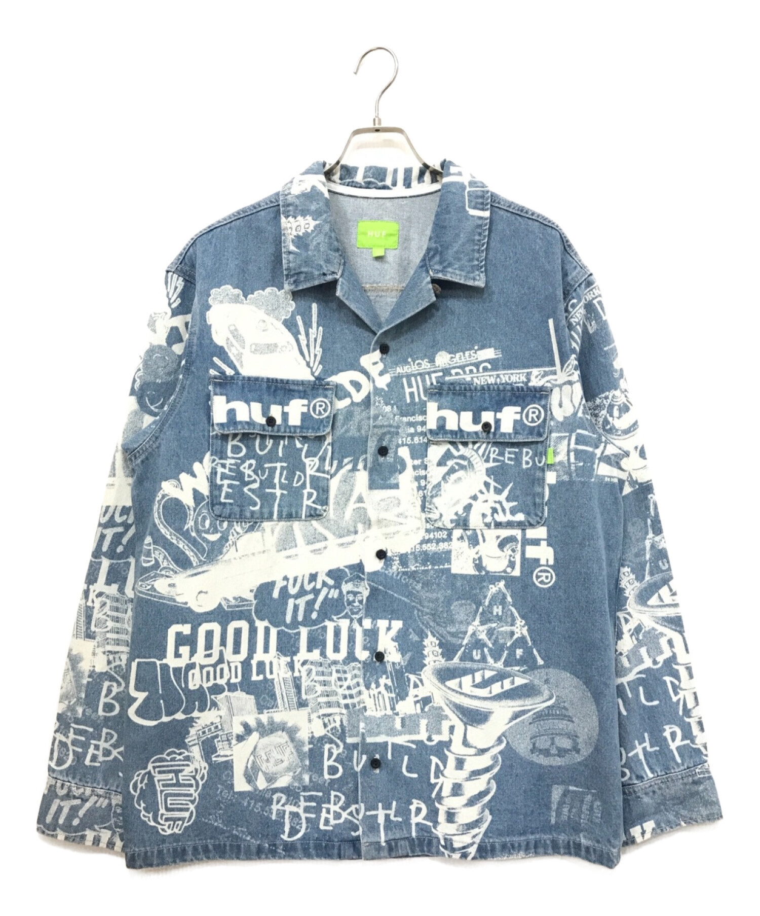 HUF (ハフ) TWENTY DENIM OVERSHIRT ブルー サイズ:L