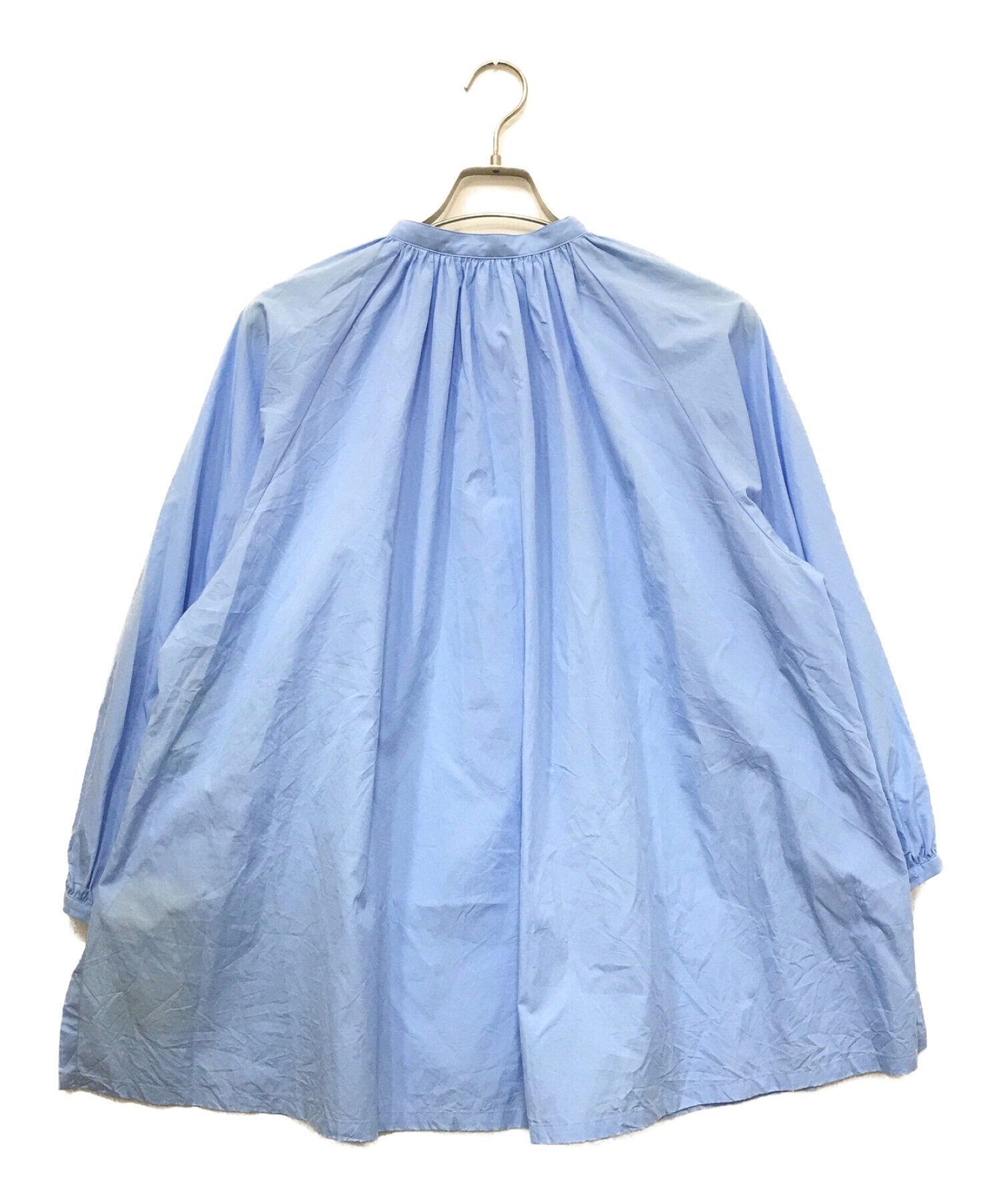 Traditional Weatherwear (トラディショナルウェザーウェア) ギャザードプラケットスタンドカラーシャツ ブルー サイズ:36  未使用品
