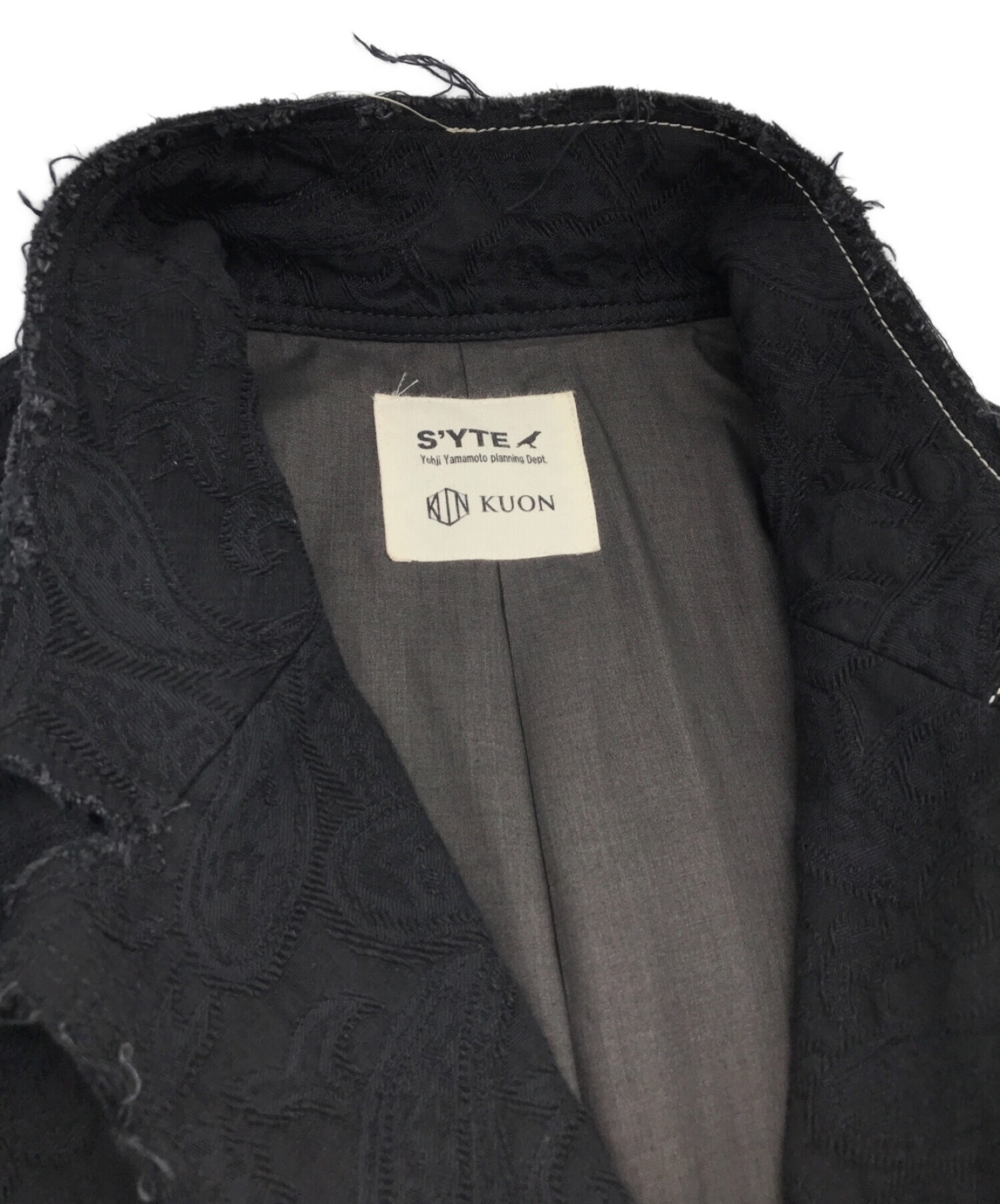 s’yte (サイト) KUON (クオン) Paisley Jacquard BORO 3BS Peak Big Jacket ブラック サイズ:2