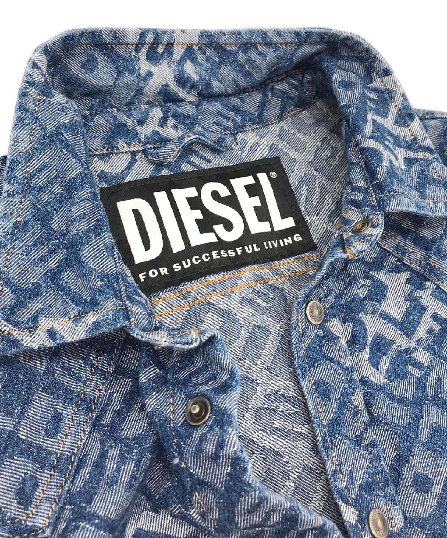 DIESEL (ディーゼル) D-LEOジャガードロゴデニムジャケット インディゴ サイズ:XL