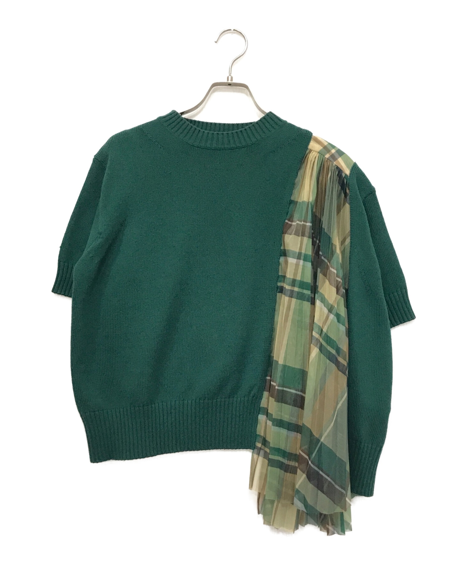 中古・古着通販】sacai (サカイ) Fabric Combo Knit Pullover グリーン