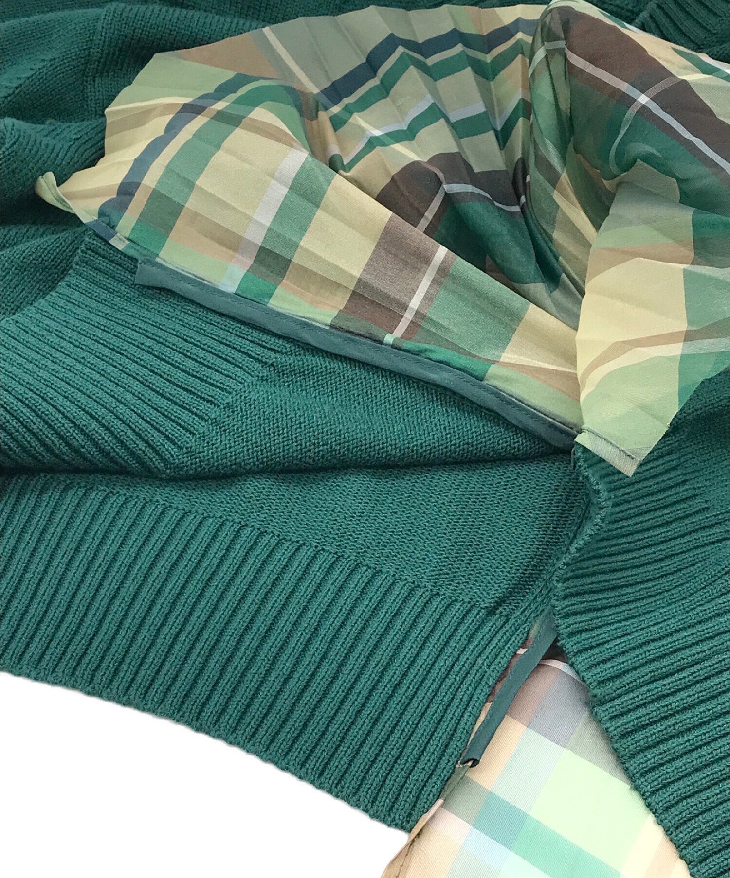 sacai (サカイ) Fabric Combo Knit Pullover グリーン サイズ:2