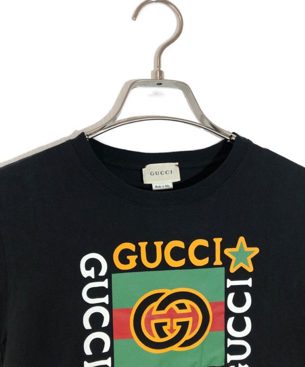 GUCCI (グッチ) グッチロゴ プリント Tシャツ ブラック サイズ:6(120/60)