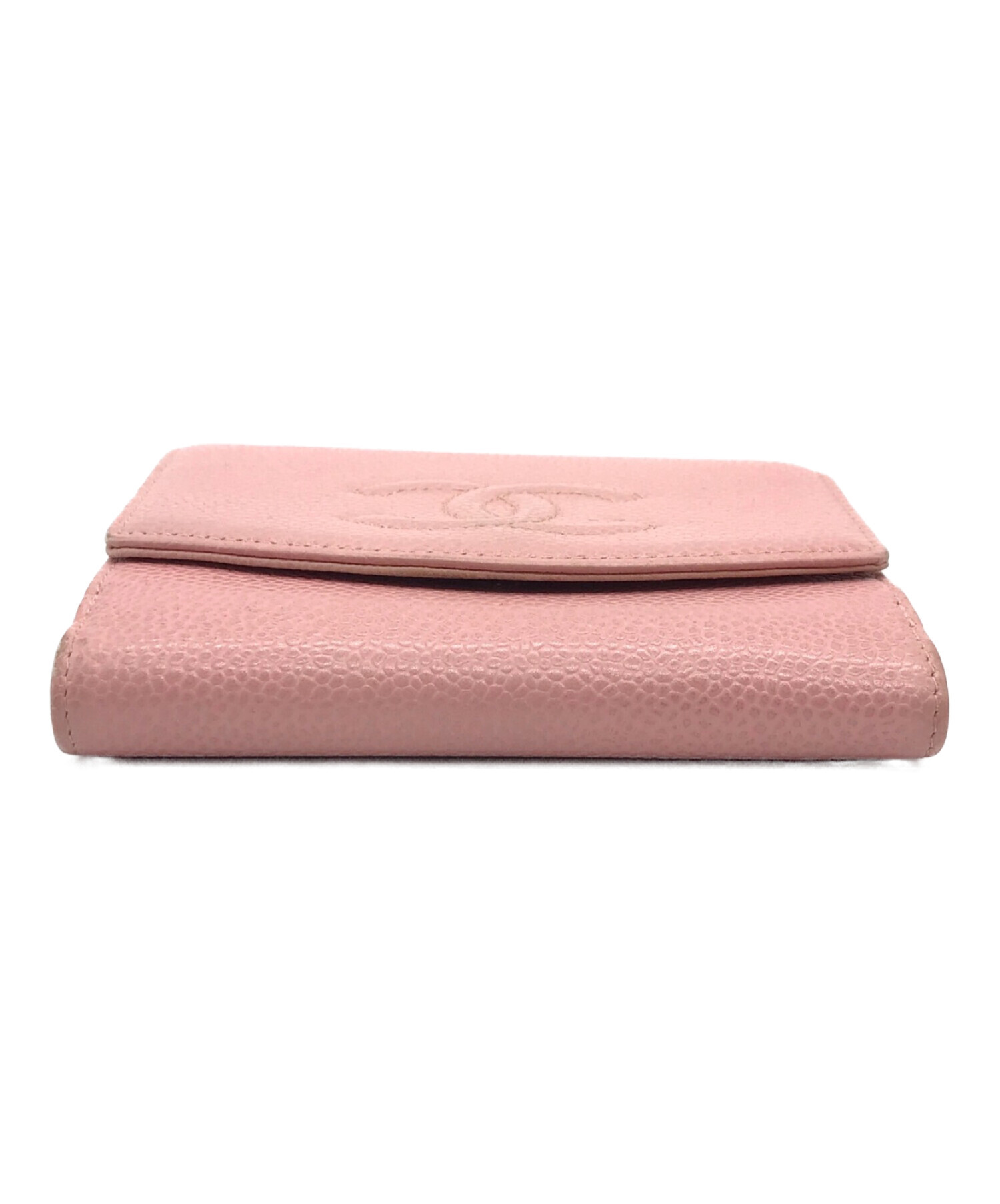 ◆売約済◆【美品】CHANEL シャネル キャビアスキン 二つ折り財布 ピンク