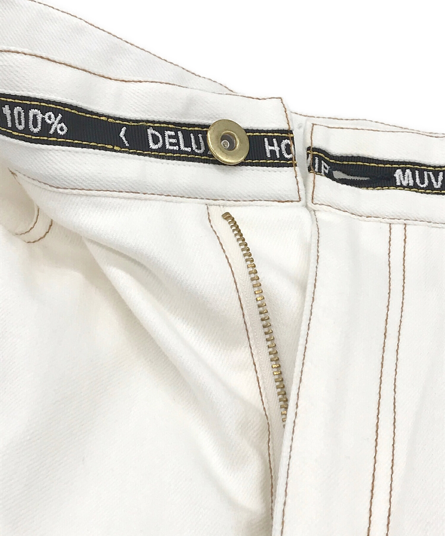 MUVEIL (ミュベール) フラワー刺繍デニムスカート ホワイト サイズ:38