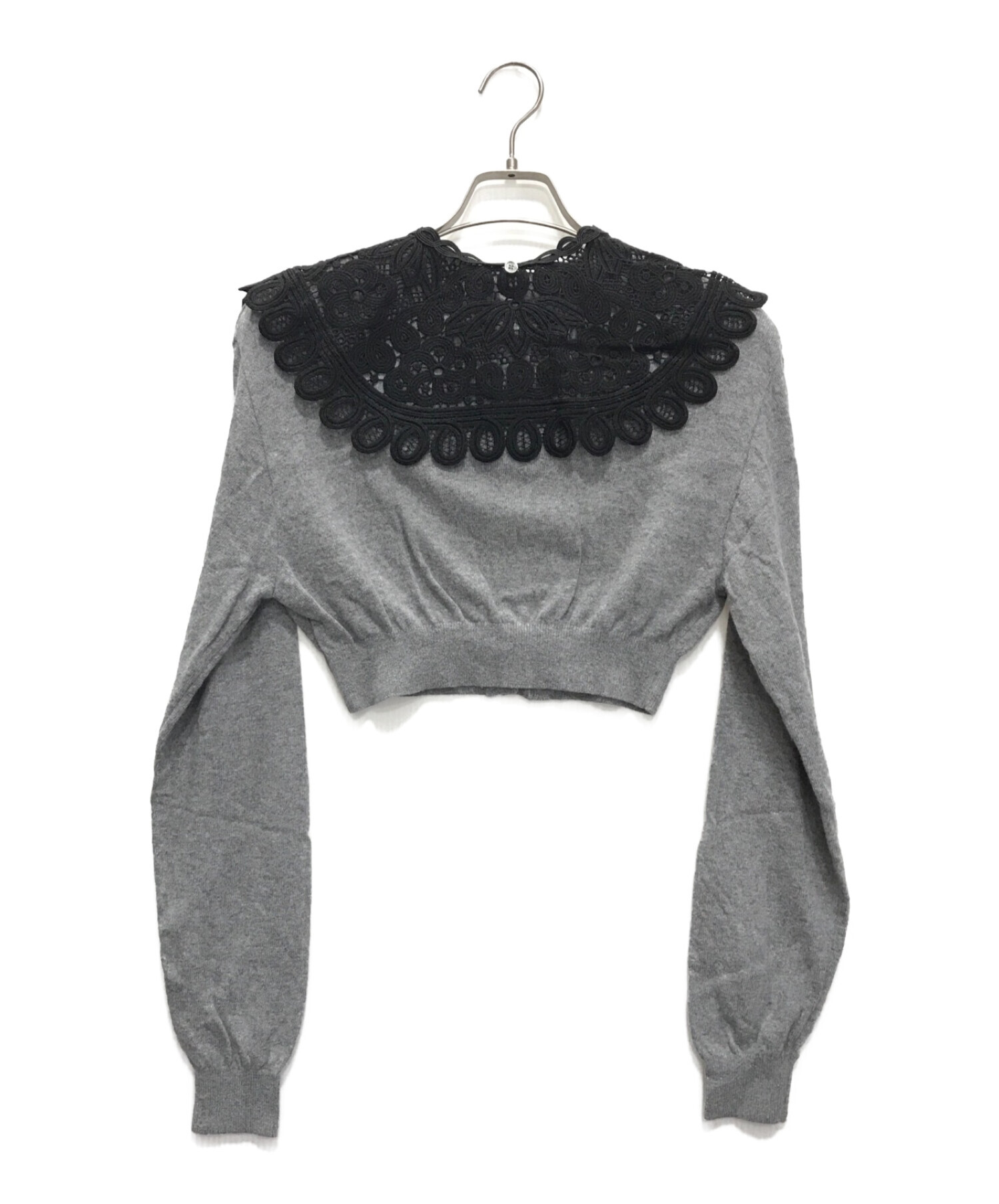 rokh LACE COLLAR CROPPED CARDIGAN