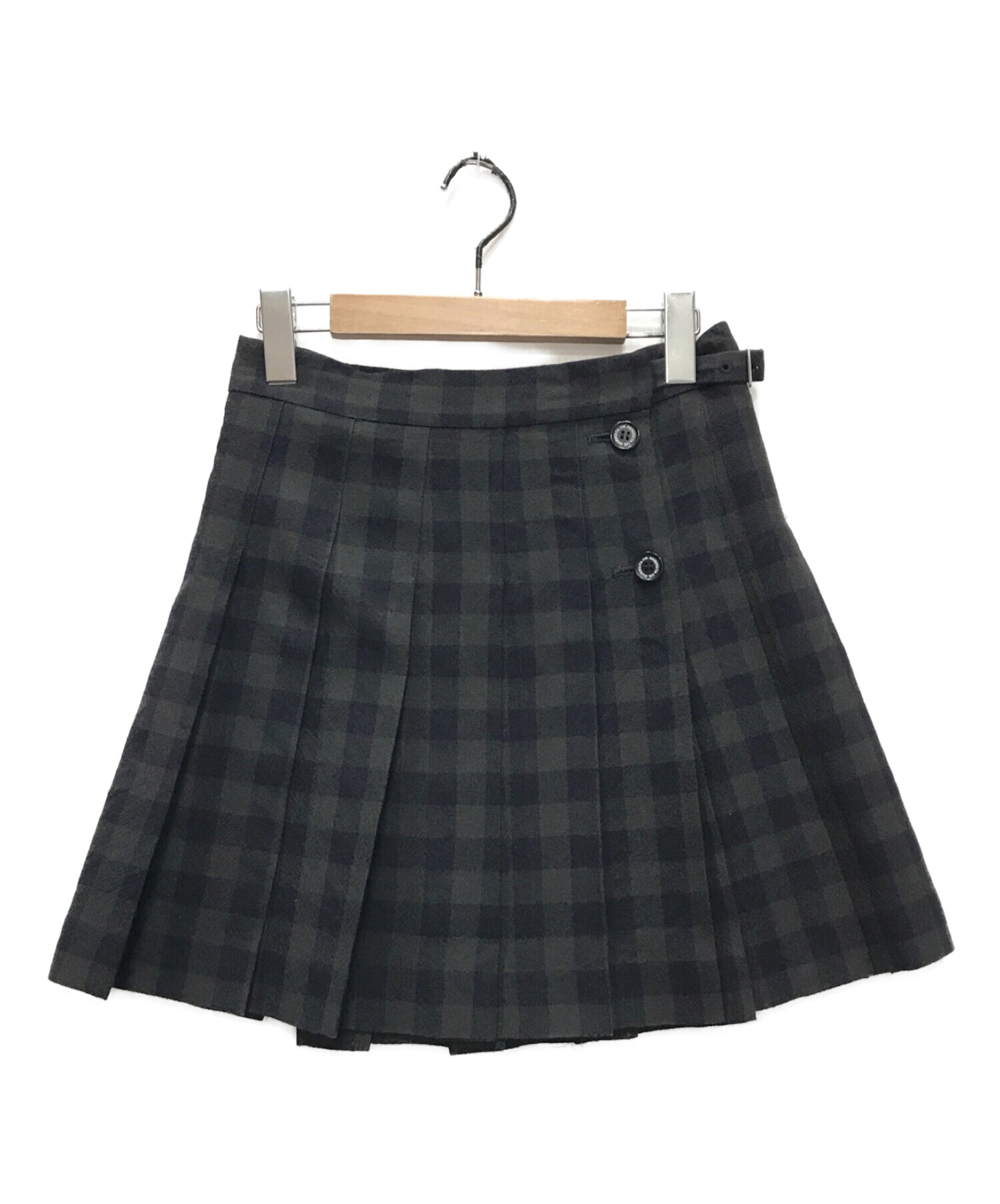 DAIRIKU wf (ダイリクwf) MINI CHECK SCHOOL SKIRT/プリーツスカート オリーブ×ネイビー サイズ:M