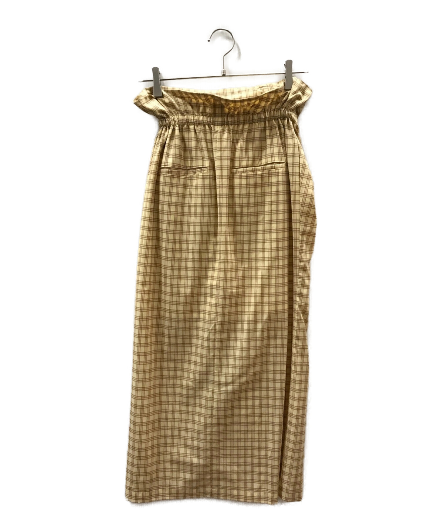 mame kurogouchi (マメクロゴウチ) Summer Wool Plaid Front Slit Skirt イエロー サイズ:1