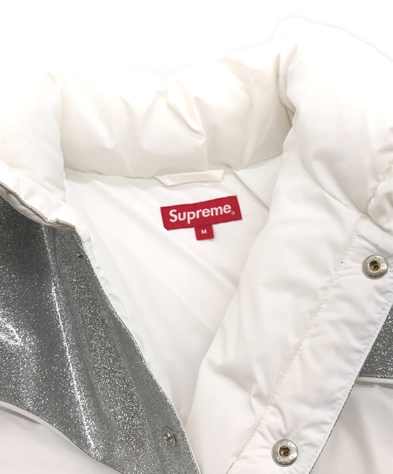 Supreme (シュプリーム) glitter yoke down puffer jacket ホワイト サイズ:M