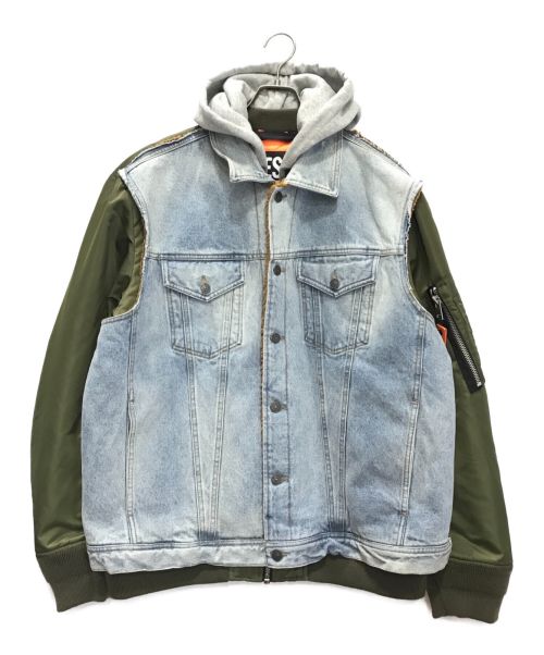 【中古・古着通販】DIESEL (ディーゼル) フードボンバージャケット ブルー×カーキ サイズ:XXL｜ブランド・古着通販  トレファク公式【TREFAC FASHION】スマホサイト