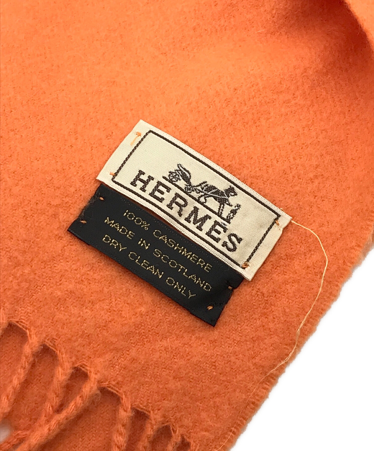 中古・古着通販】HERMES (エルメス) カシミヤマフラー オレンジ サイズ