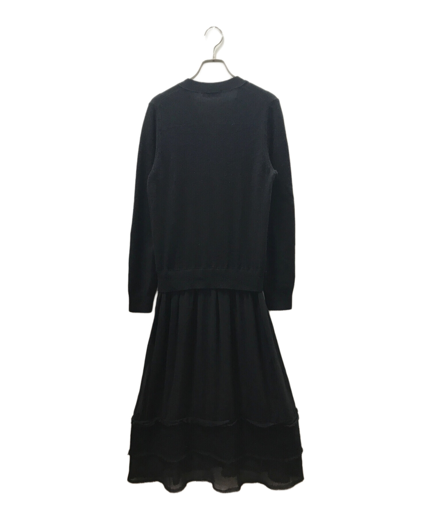 中古・古着通販】ROBE DE CHAMBRE COMME DES GARCONS (ローブドシャンブル コムデギャルソン) ドッキングニットカーデ ワンピース ブラック サイズ:FREE｜ブランド・古着通販 トレファク公式【TREFAC FASHION】スマホサイト