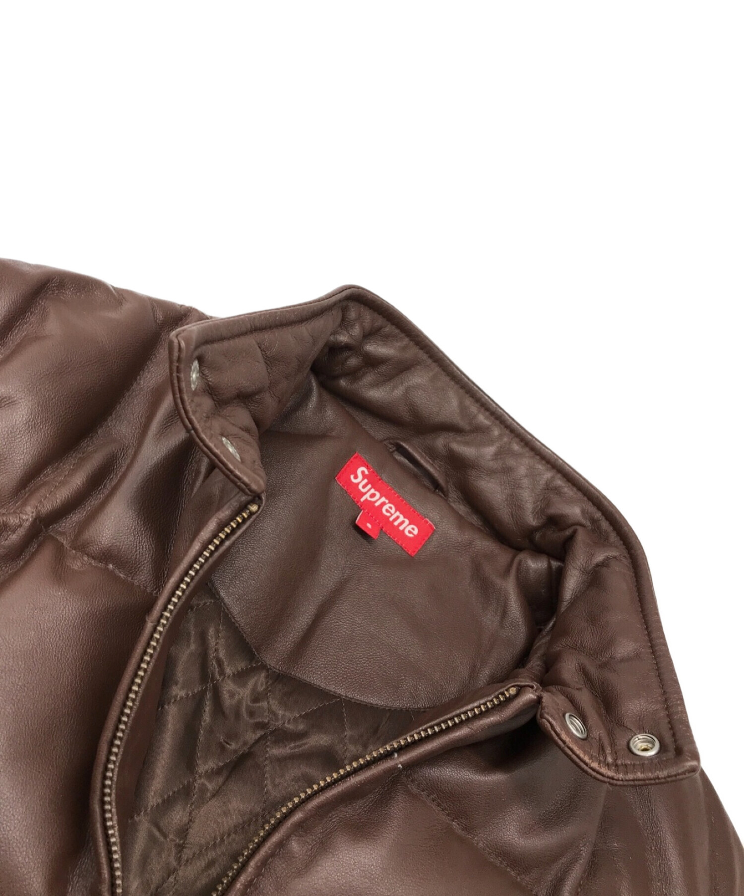 中古・古着通販】Supreme (シュプリーム) Leather Down Jacket ブラウン サイズ:S｜ブランド・古着通販  トレファク公式【TREFAC FASHION】スマホサイト