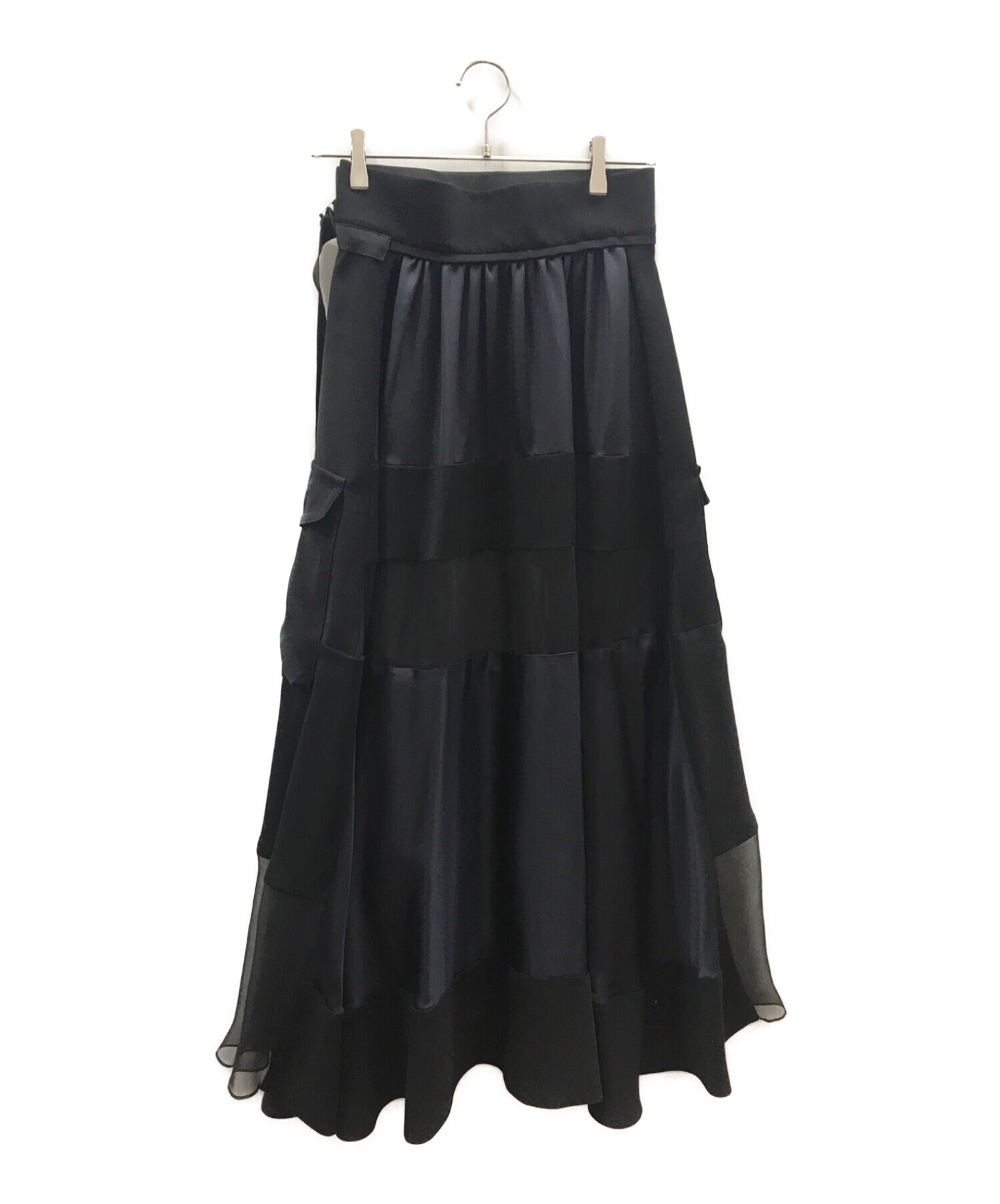 中古・古着通販】sacai (サカイ) Solid Satin Skirt ブラック サイズ:1 
