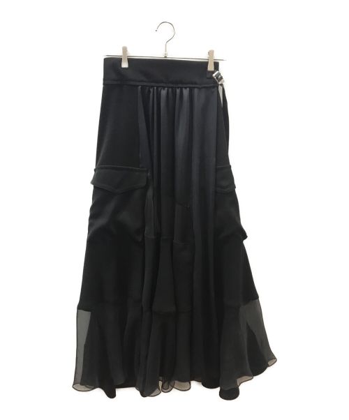 sacai (サカイ) Solid Satin Skirt ブラック サイズ:1