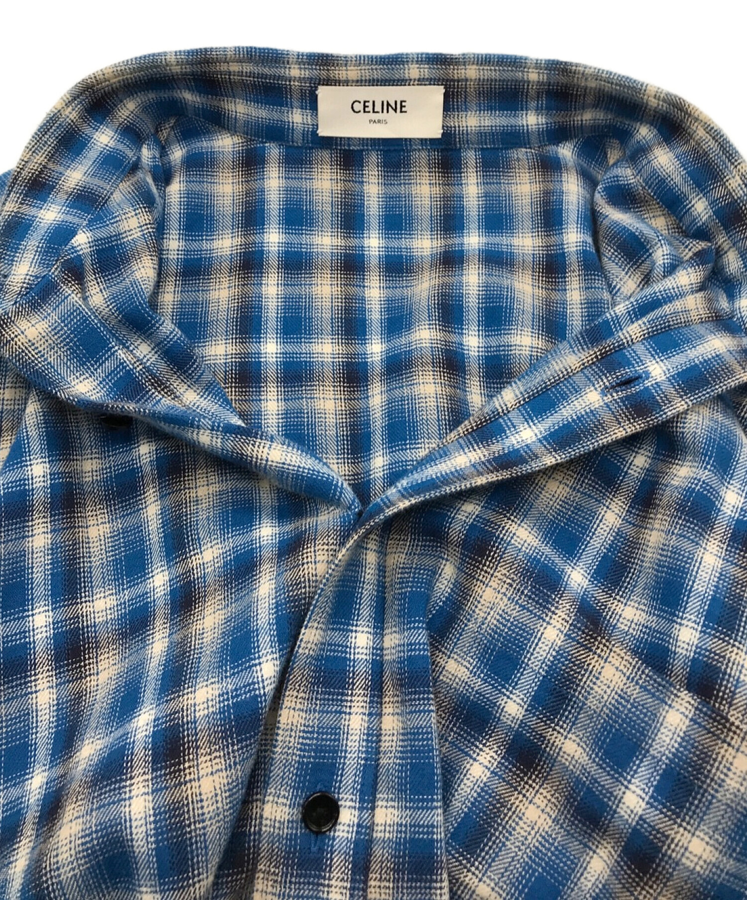 中古・古着通販】CELINE (セリーヌ) LOOSE SHIRT IN CHECKED ブルー