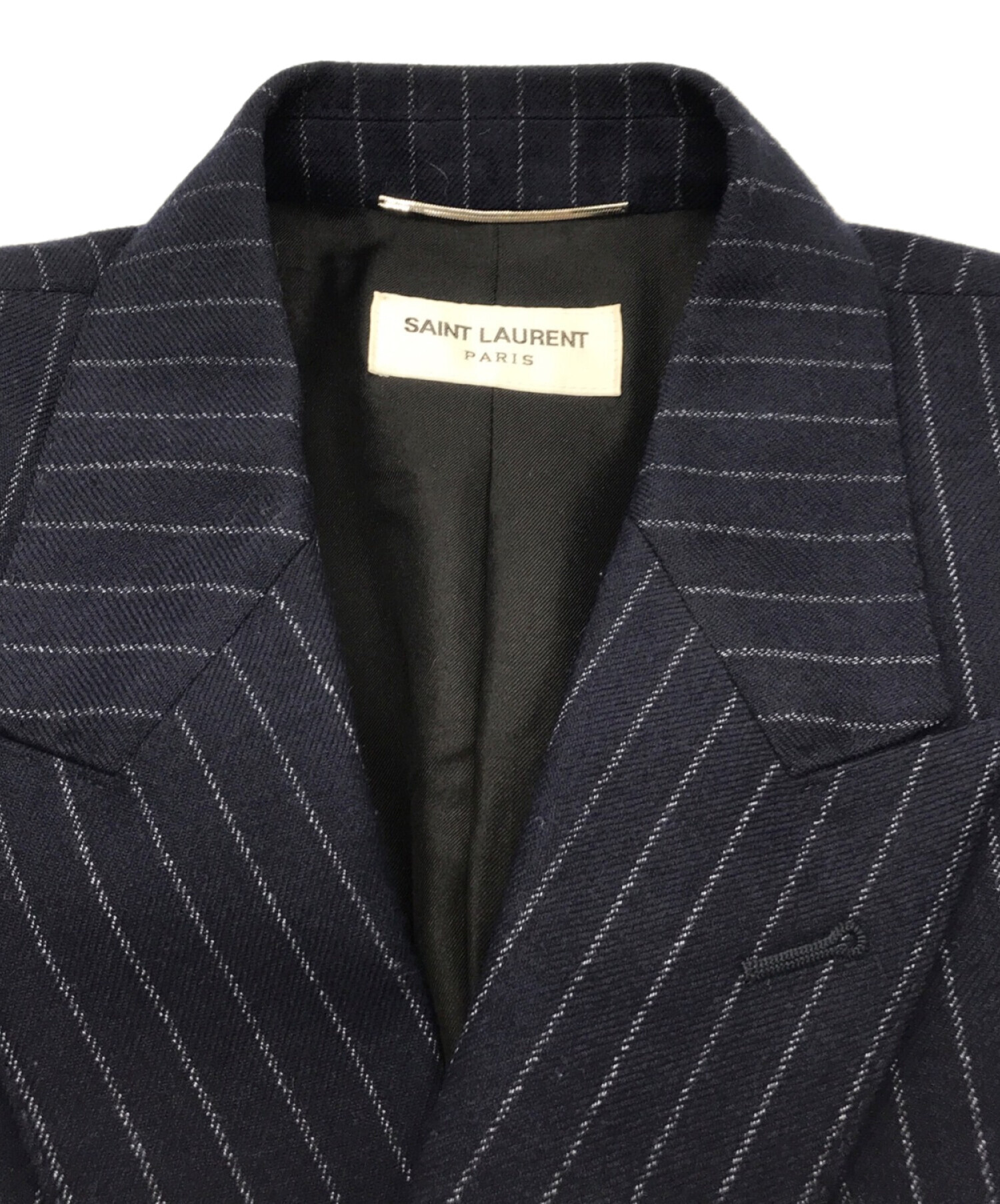 中古・古着通販】Saint Laurent Paris (サンローランパリ) チョークストライプ ダブルブレスト テーラードジャケット ネイビー  サイズ:46｜ブランド・古着通販 トレファク公式【TREFAC FASHION】スマホサイト