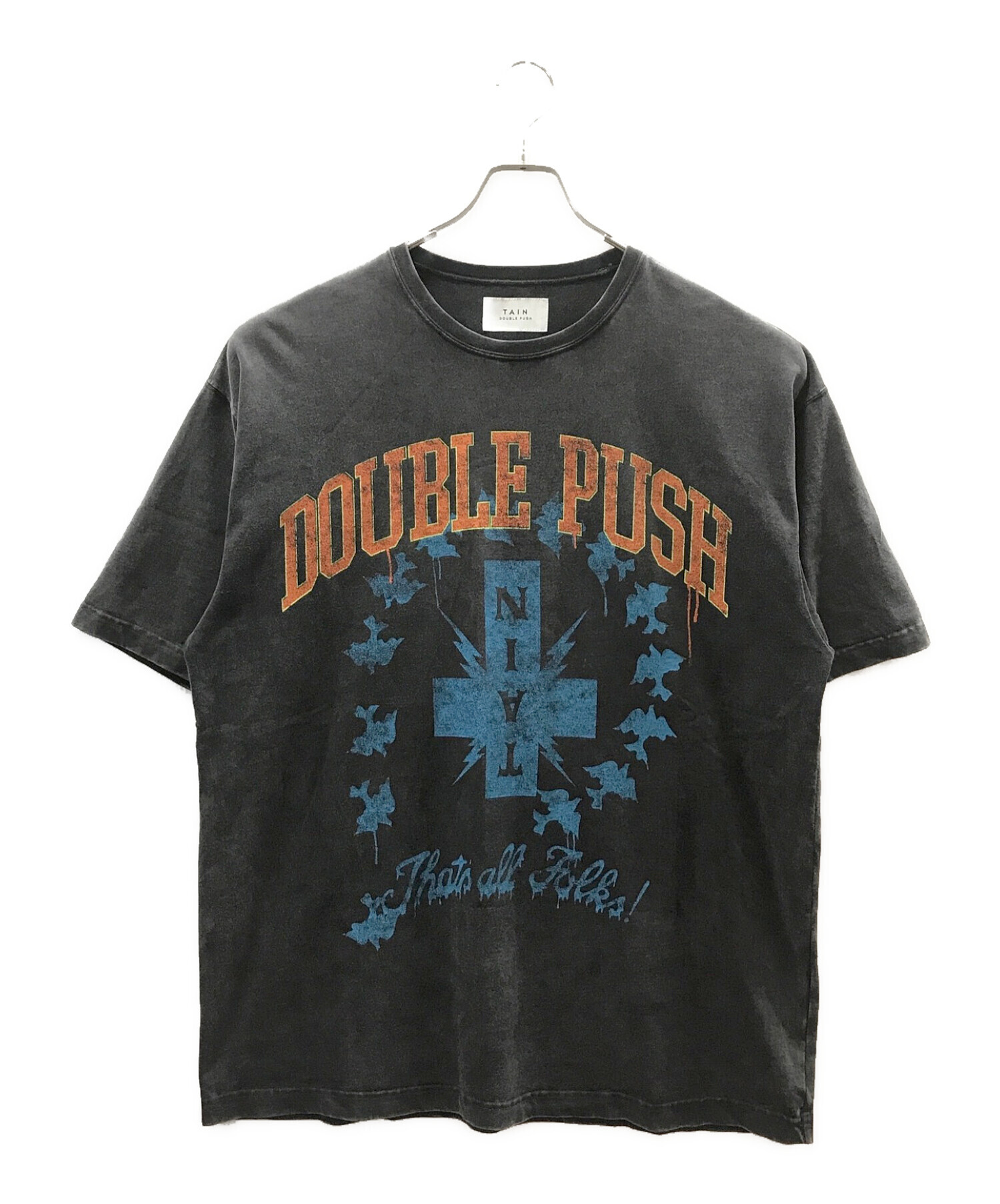 中古・古着通販】TAIN DOUBLE PUSH (タイン ダブルプッシュ) Tシャツ ブラック サイズ:XL｜ブランド・古着通販  トレファク公式【TREFAC FASHION】スマホサイト