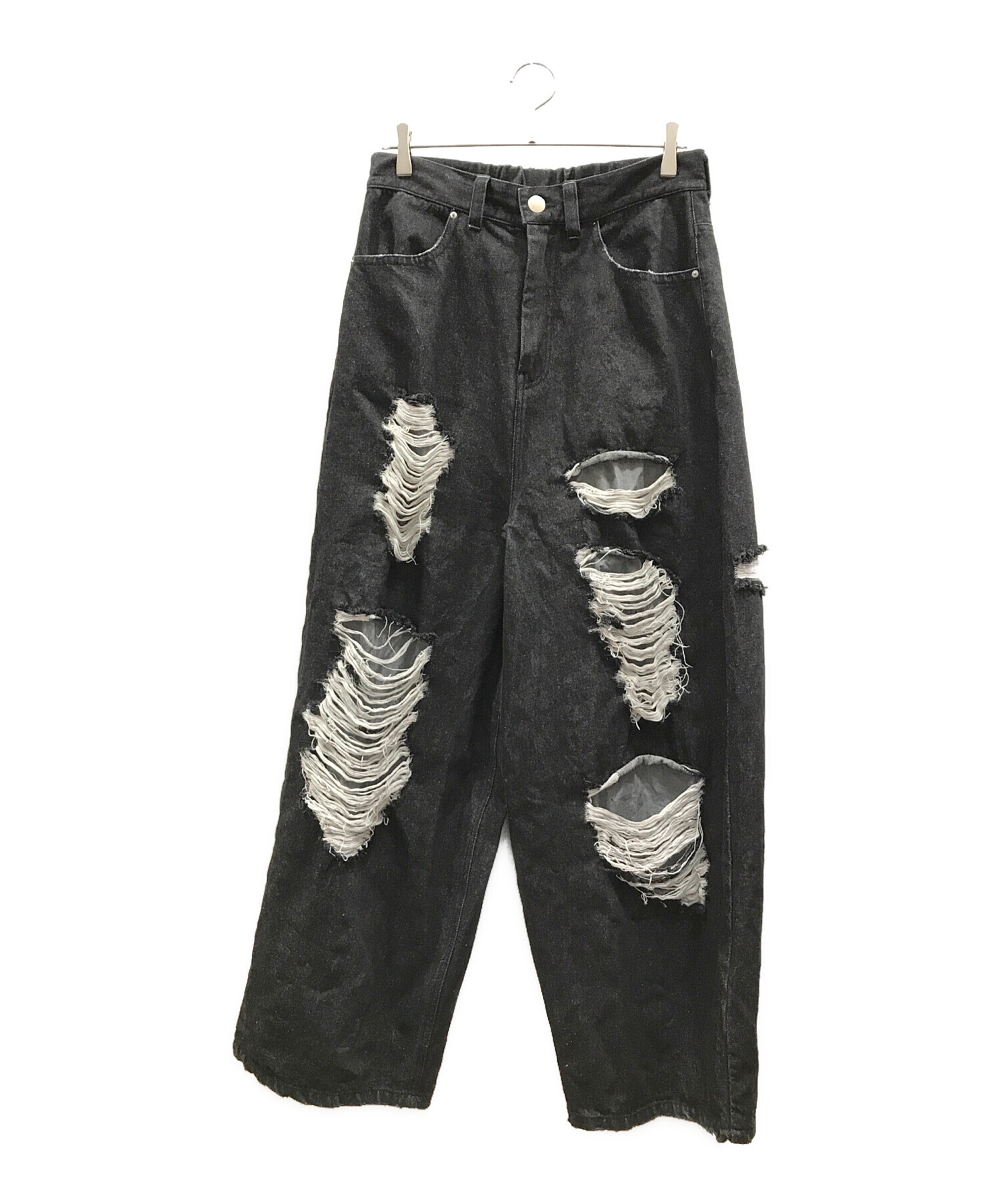 中古・古着通販】LAND BY MILKBOY (ランドバイミルクボーイ) DAMAGED DENIM パンツ ブラック  サイズ:L｜ブランド・古着通販 トレファク公式【TREFAC FASHION】スマホサイト