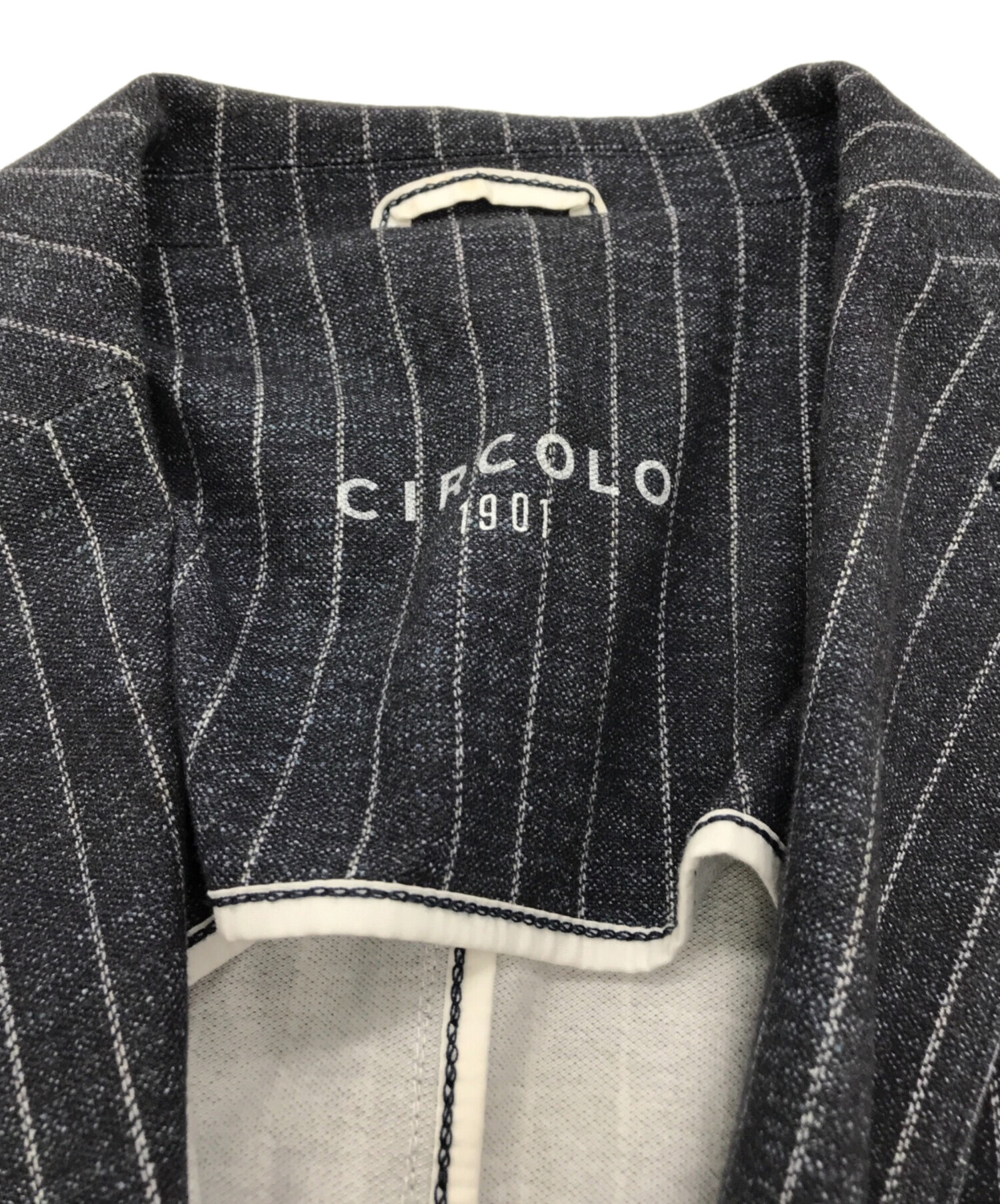 CIRCOLO 1901 (チルコロ1901) ストライプジャージーセットアップスーツ ネイビー サイズ:48