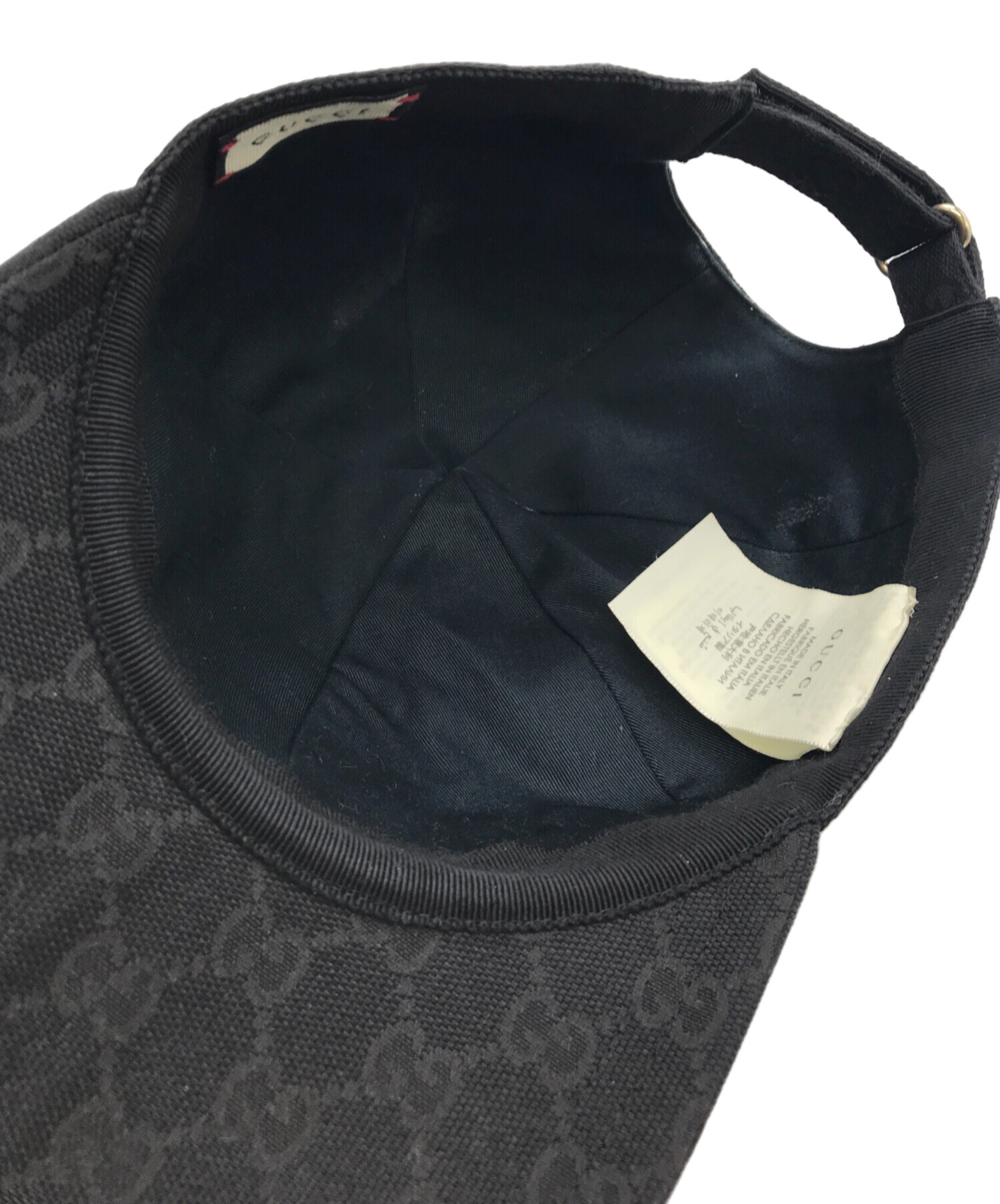 中古・古着通販】GUCCI (グッチ) レザーワッペン GGキャンバス ベースボールキャップ ブラック サイズ:M(58cm)｜ブランド・古着通販  トレファク公式【TREFAC FASHION】スマホサイト