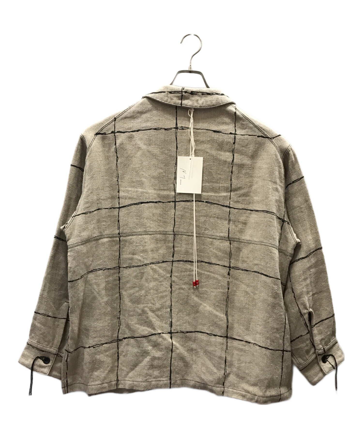 ANCELLM (アンセルム) DRAWING CHECK LINEN COVERALL ベージュ サイズ:1 未使用品