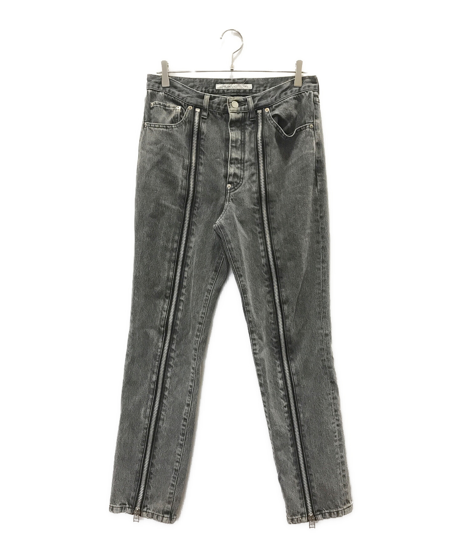 中古】JOHN のろい LAWRENCE SULLIVAN BLEACHED DENIM ZIPPED PANTS デニムパンツ 2A008-0320-15  ブラック サイズ：