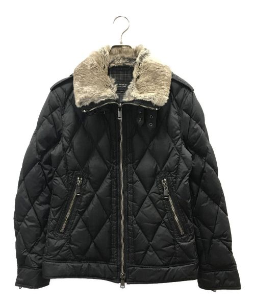 【中古・古着通販】BURBERRY BLACK LABEL (バーバリーブラックレーベル) ホース刺繍ラビットファーダウンジャケット ブラック サイズ:L｜ブランド・古着通販  トレファク公式【TREFAC FASHION】スマホサイト