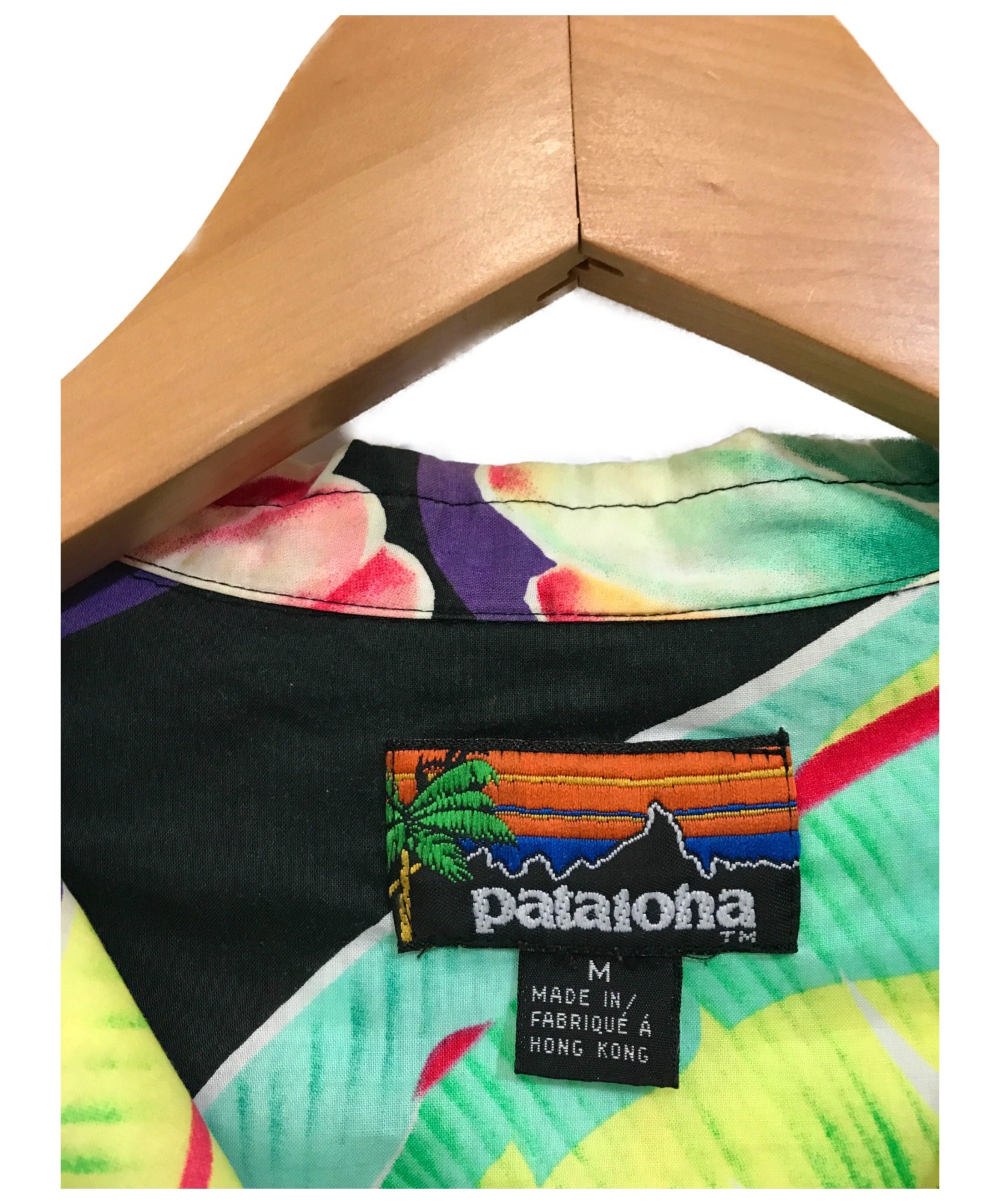 pataloha (パタロハ) [古着]ヴィンテージアロハシャツ グリーン×ブラック サイズ:M