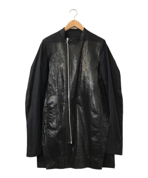 Rick Owens リックオウエンス ラムレザーコンビシルクロングジャケット ブラック 38