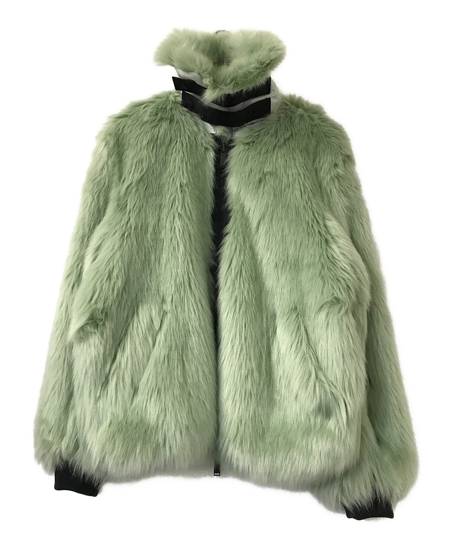 AMBUSH×NIKE 2018AW Reversible Faux Fur Coat Jade Horizon AQ9225-390 アンブッシュ×ナイキ リバーシブルフェイクファーコート ジェイドホライズン ジップブルゾン ロゴ エメラルドグリーン サイズS【230527】【-A】【me04】