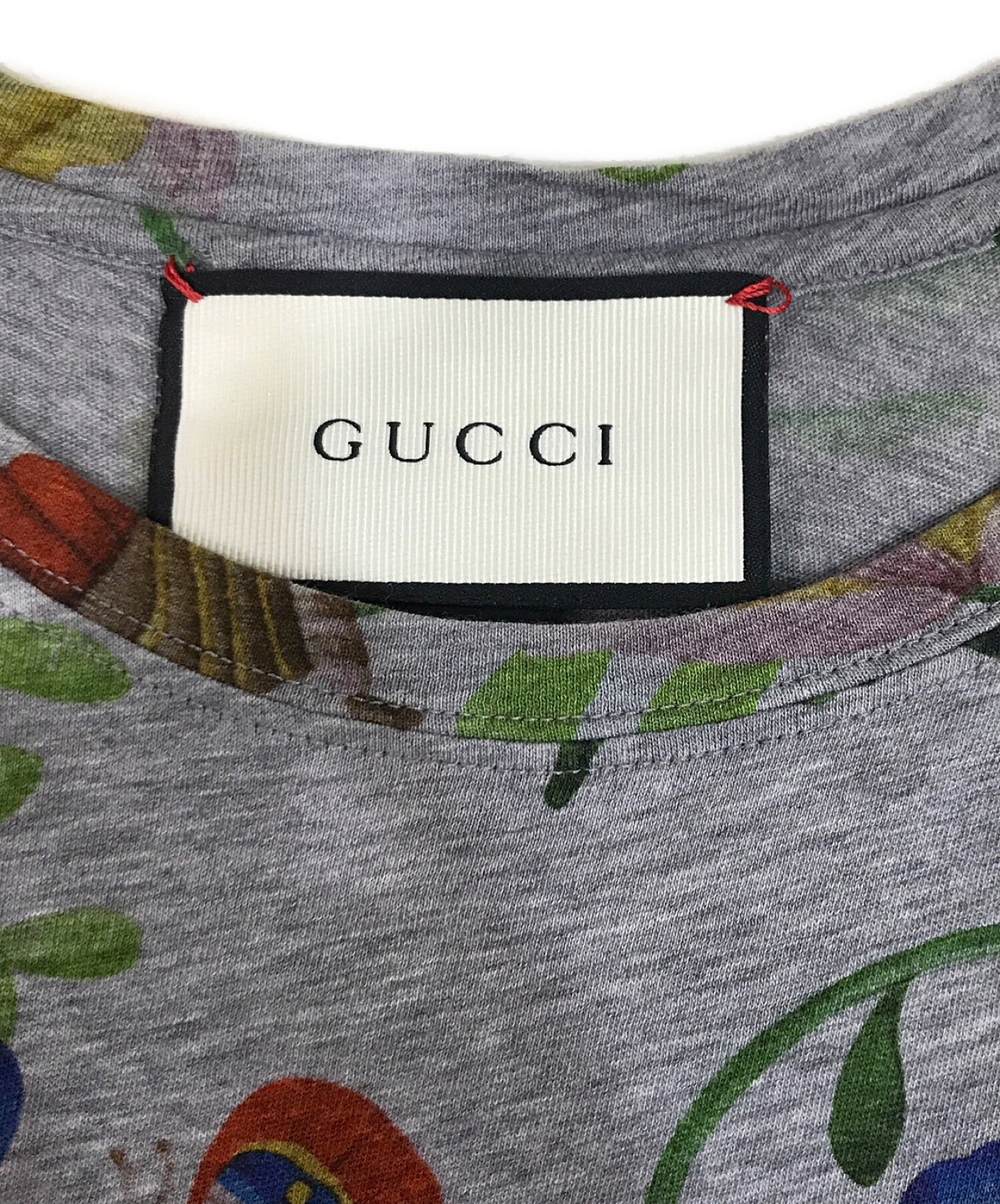 GUCCI (グッチ) ボタニカル柄Tシャツ　417306　X3D23 グレー サイズ:S