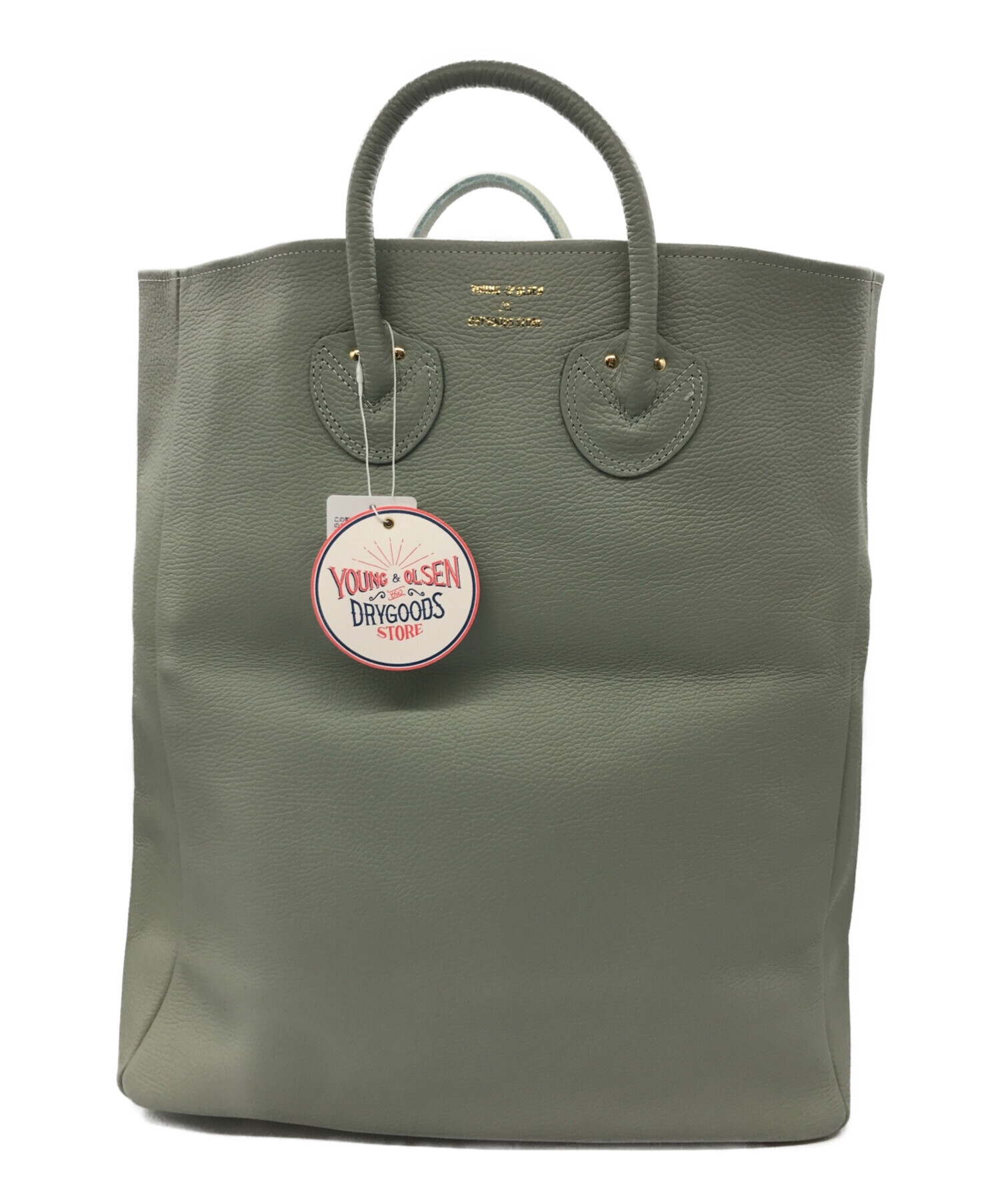 YOUNG & OLSEN The DRYGOODS STORE (ヤングアンドオルセン ザ ドライグッズストア) EMBOSSED LEATHER  TOTE L/エンボスレザートートL ミントグリーン 未使用品