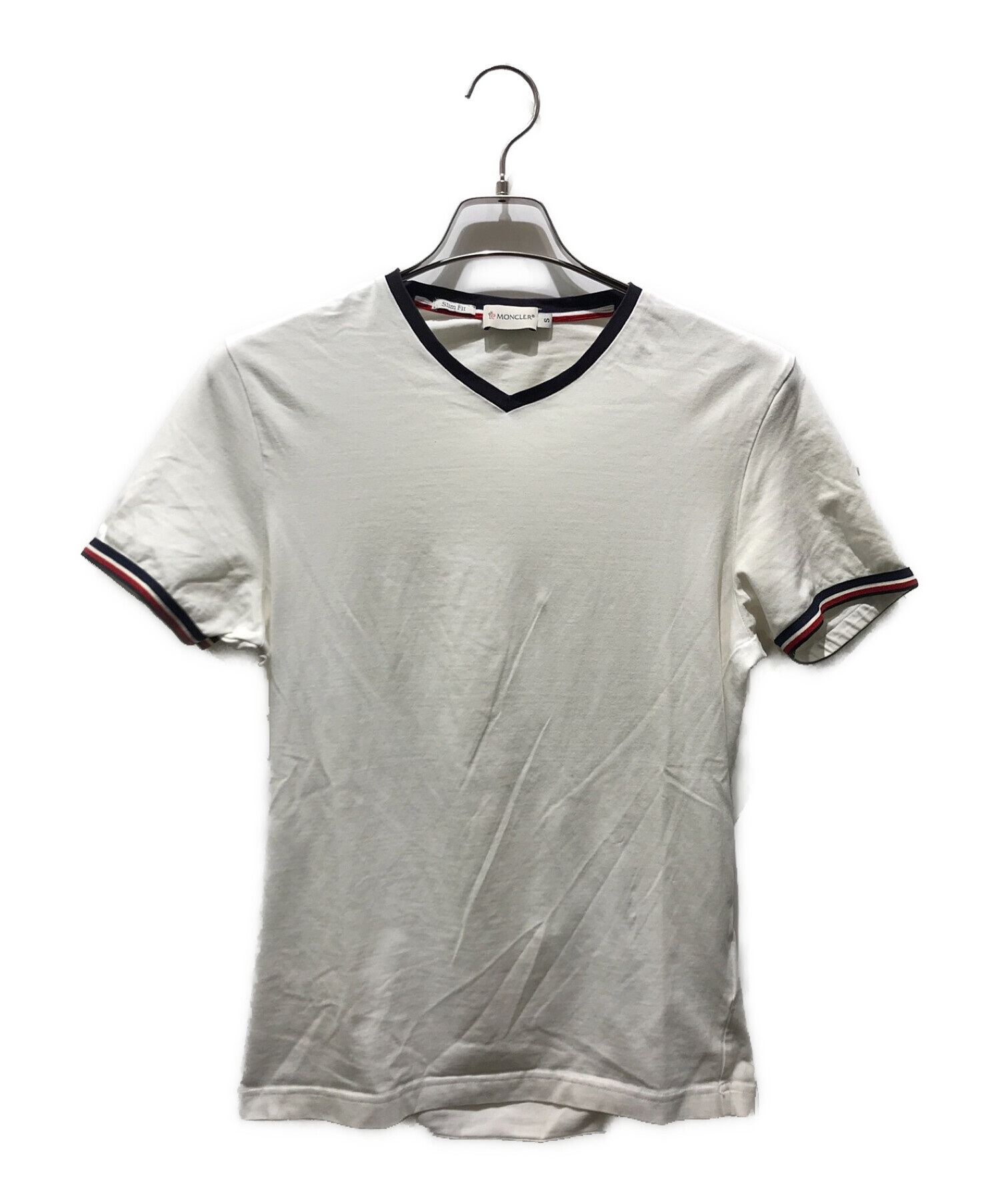 MONCLER (モンクレール) VネックTシャツ　510918100000 ホワイト サイズ:S