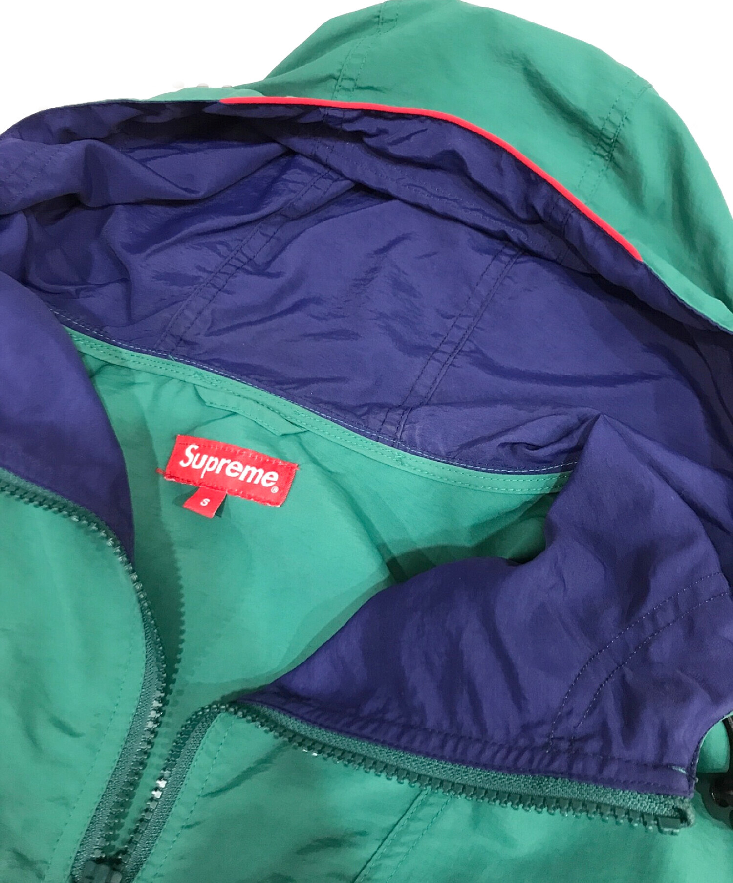 SUPREME (シュプリーム) split anorak ネイビー×グリーン サイズ:S