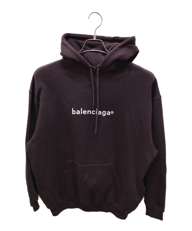 BALENCIAGA (バレンシアガ) ロゴスウェットプルオーバーパーカー ボルドー サイズ:XS