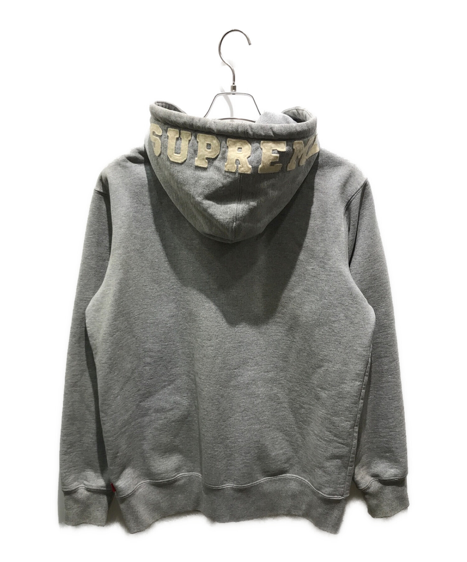 SUPREME (シュプリーム) FELT HOODED LOGO ZIP UP/フェルトロゴジップアップパーカー グレー サイズ:Ⅼ