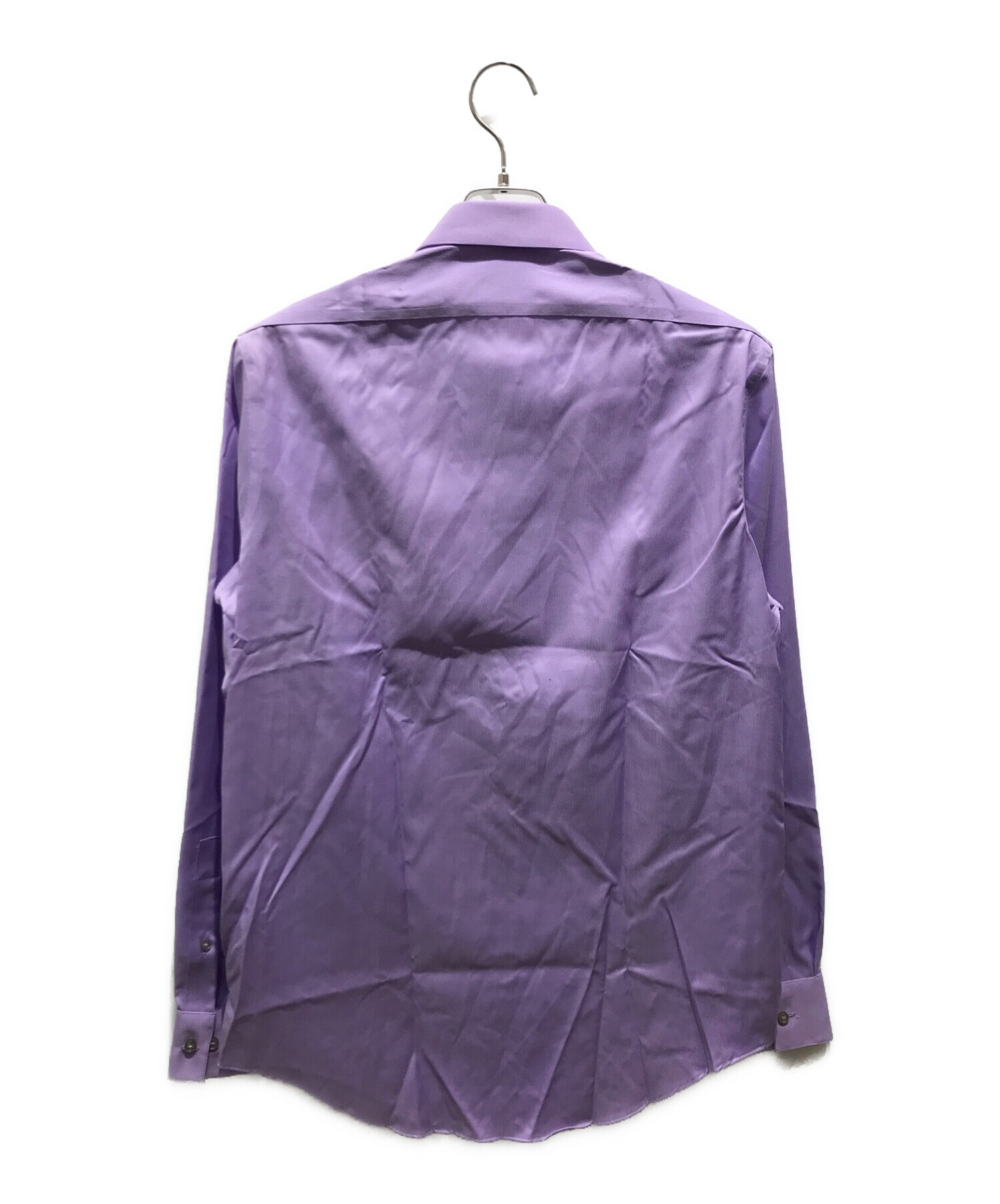 美品　カルバンクライン　デザインシャツ　光沢　紫　パープル　サイズL