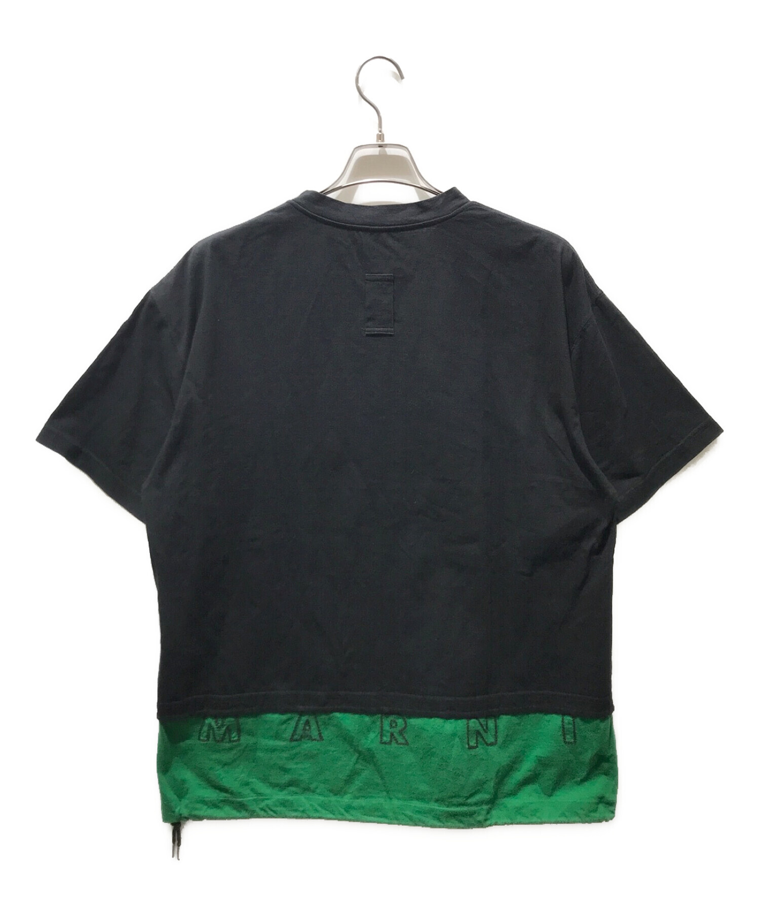 MARNI (マルニ) クルーネック 切替 半袖 Tシャツ　HUMU0034QS S22763 ブラック×グリーン サイズ:48