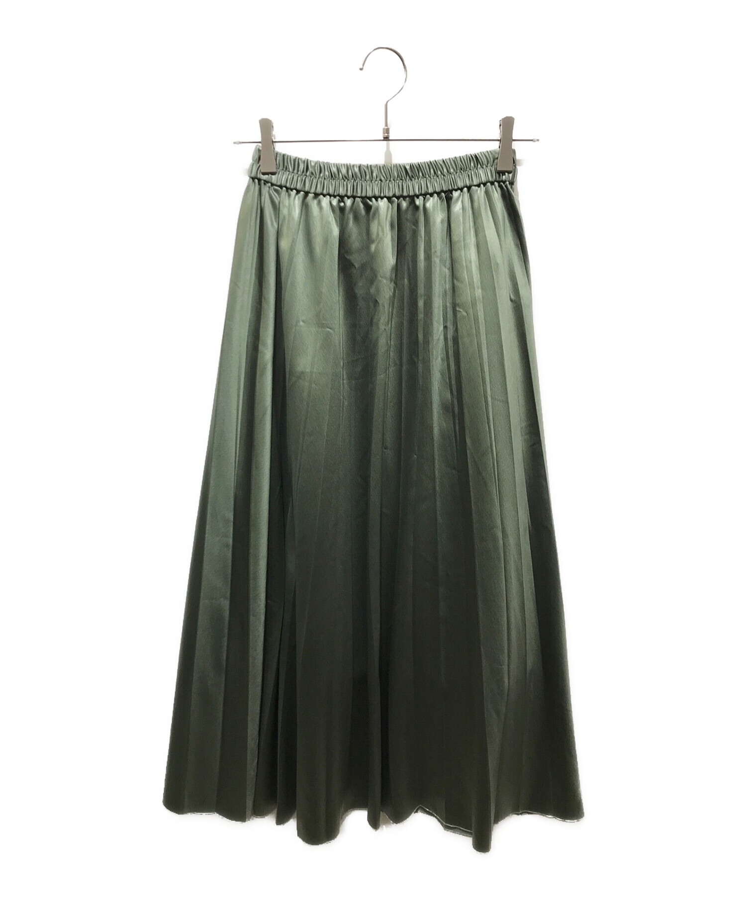 PUBLIC TOKYO (パブリックトウキョウ) レザーライクサテンプリーツスカート　700444006 グリーン サイズ:FREE