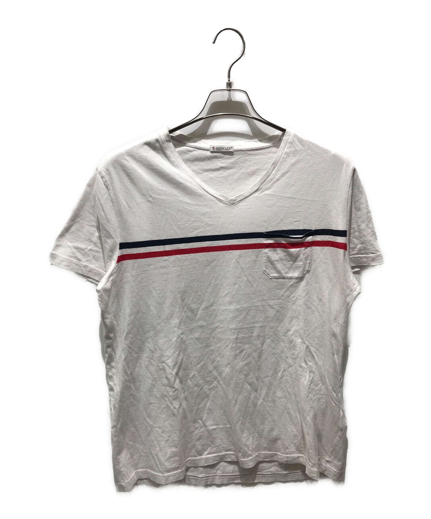 MONCLER (モンクレール) VネックTシャツ　B10918100100 ホワイト サイズ:XL