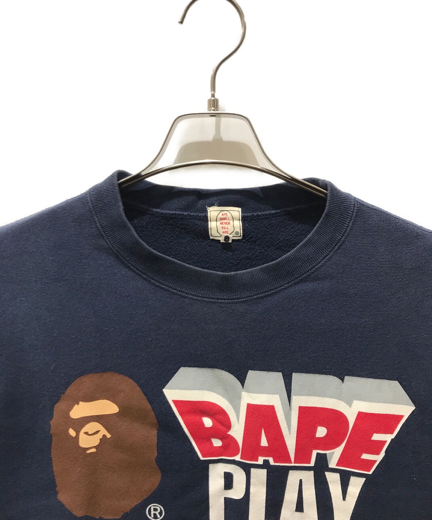 A BATHING APE (ア ベイシング エイプ) プリントスウェット ネイビー サイズ:M