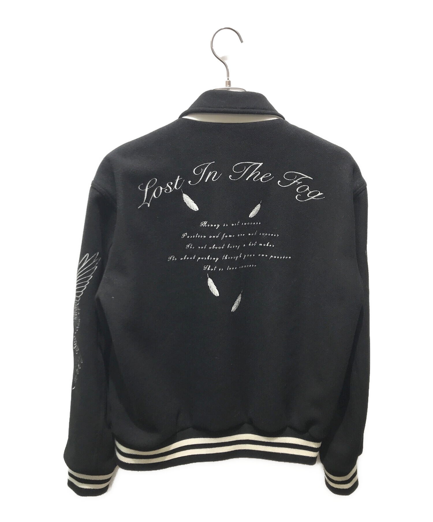 LAST NEST (ラストネスト) FEATHER VARSITY JACKET ブラック サイズ:L