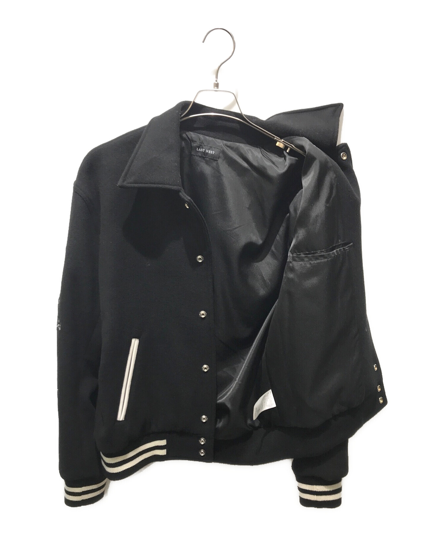 LAST NEST (ラストネスト) FEATHER VARSITY JACKET ブラック サイズ:L