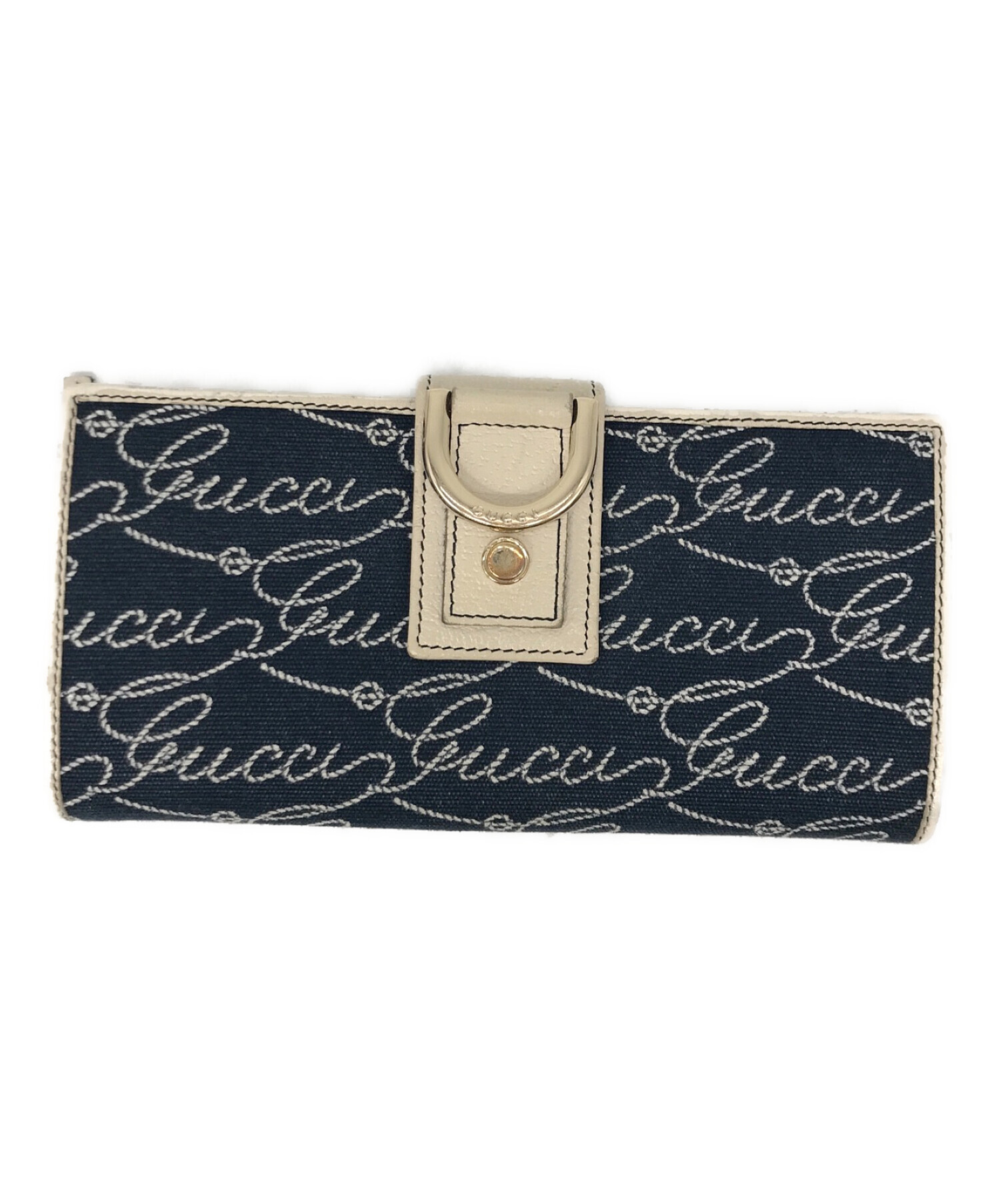 中古・古着通販】GUCCI (グッチ) キャンバスレザー長財布 154256