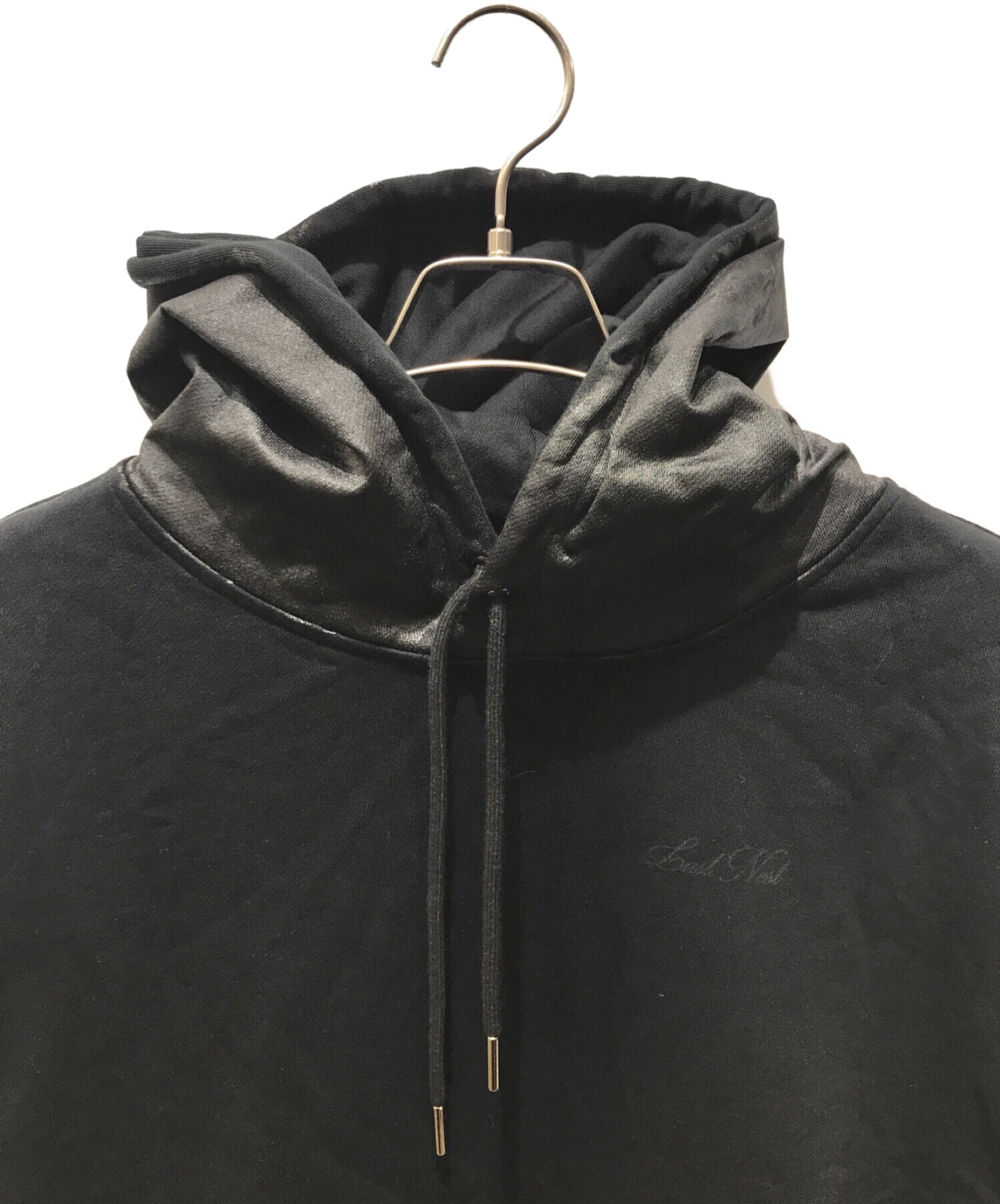 LAST NEST (ラストネスト) black coating logo hoodie ブラック サイズ:L