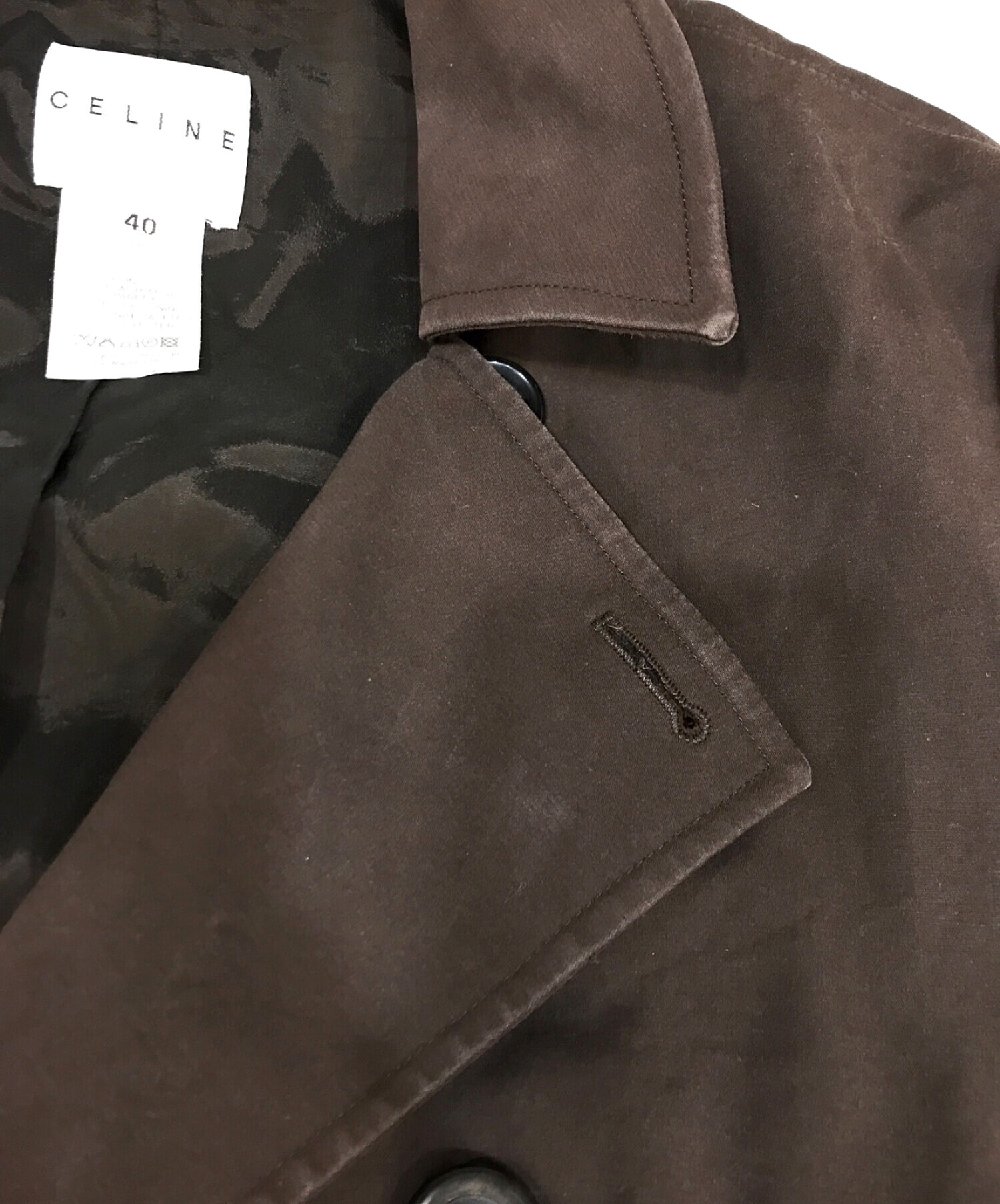 中古・古着通販】CELINE (セリーヌ) コットンダブルコート ブラウン